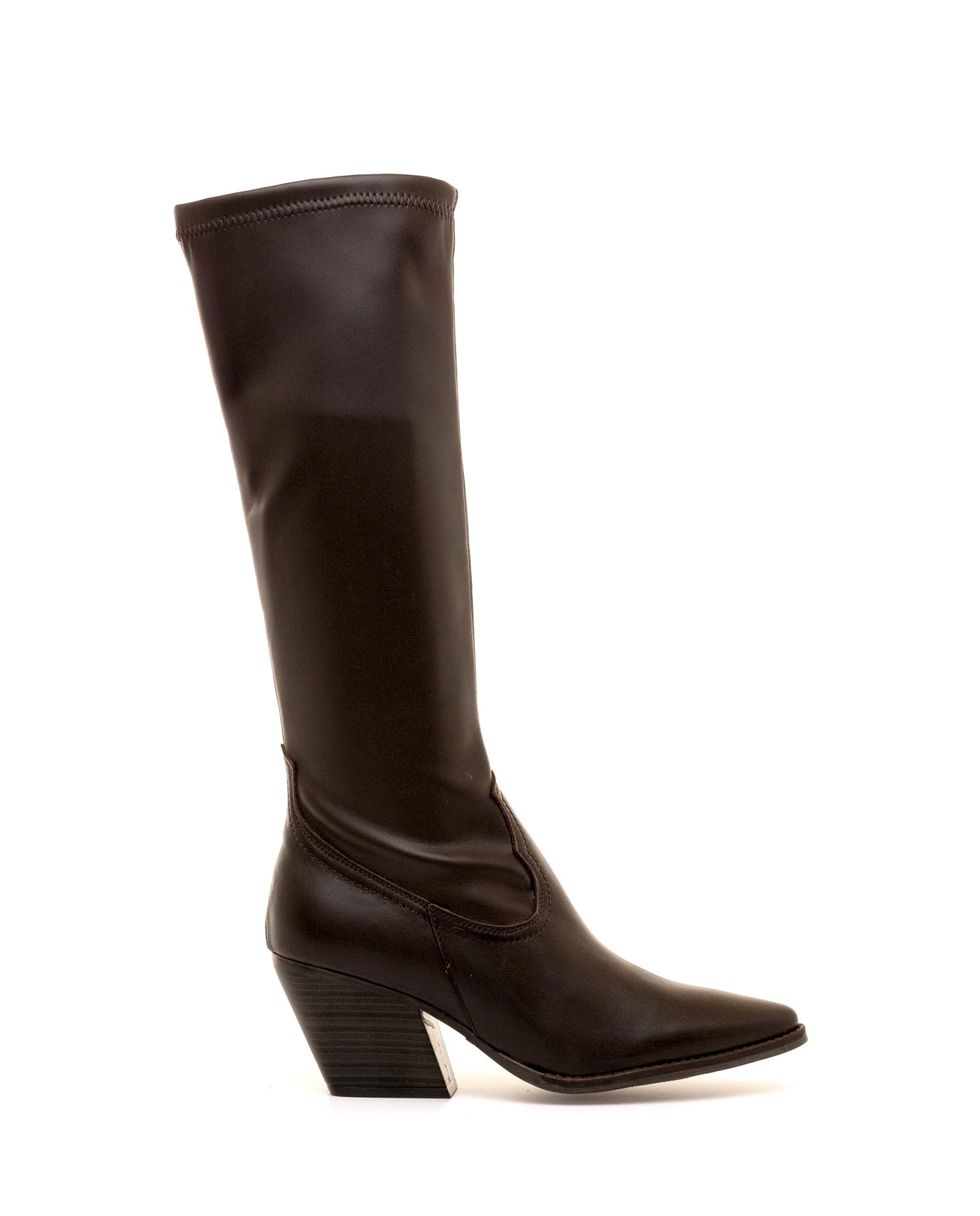 Botas cowboy para mujer en piel y caña stretch - Mustang - Marrón Marrón-1