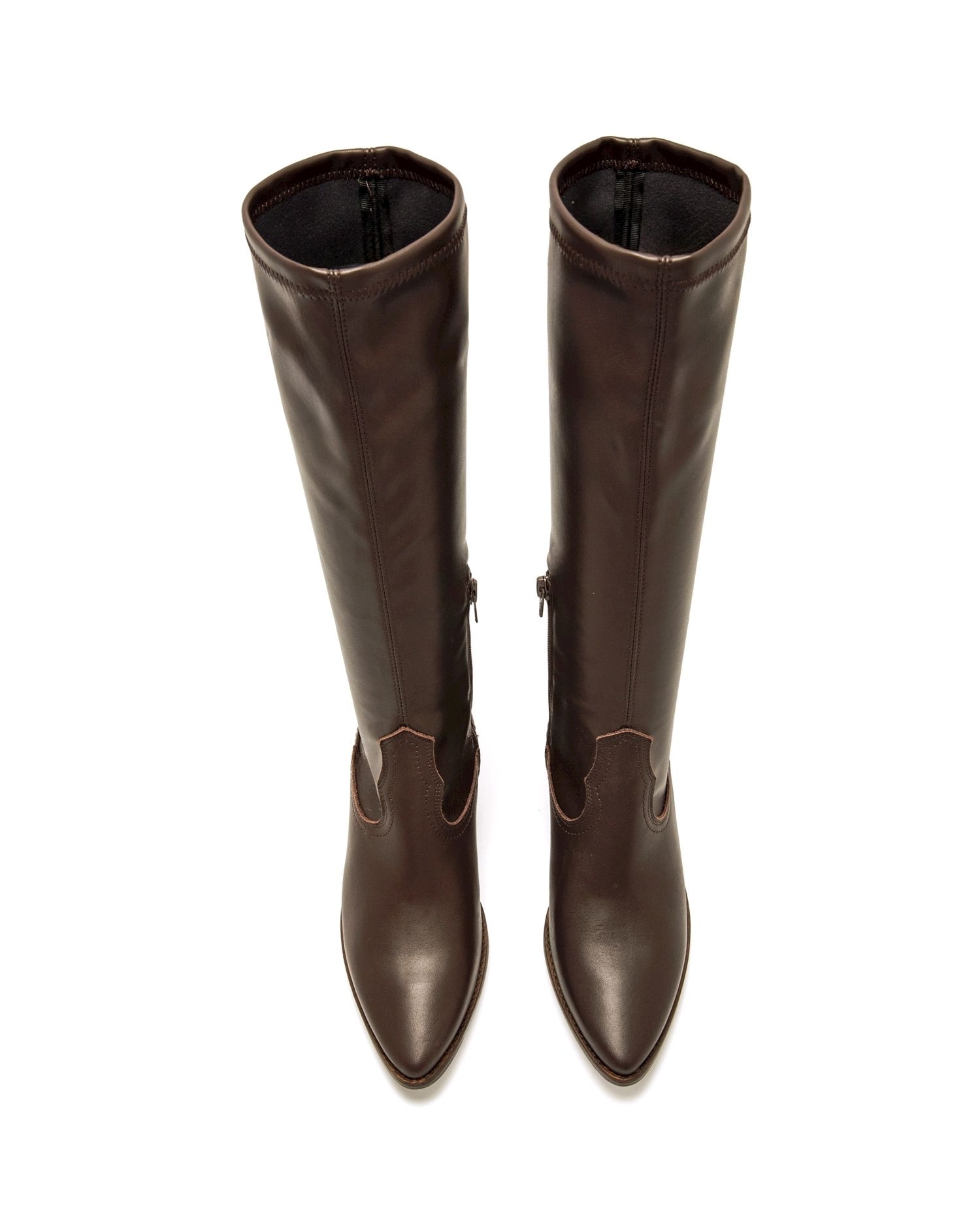 Botas cowboy para mujer en piel y caña stretch - Mustang - Marrón Marrón-5