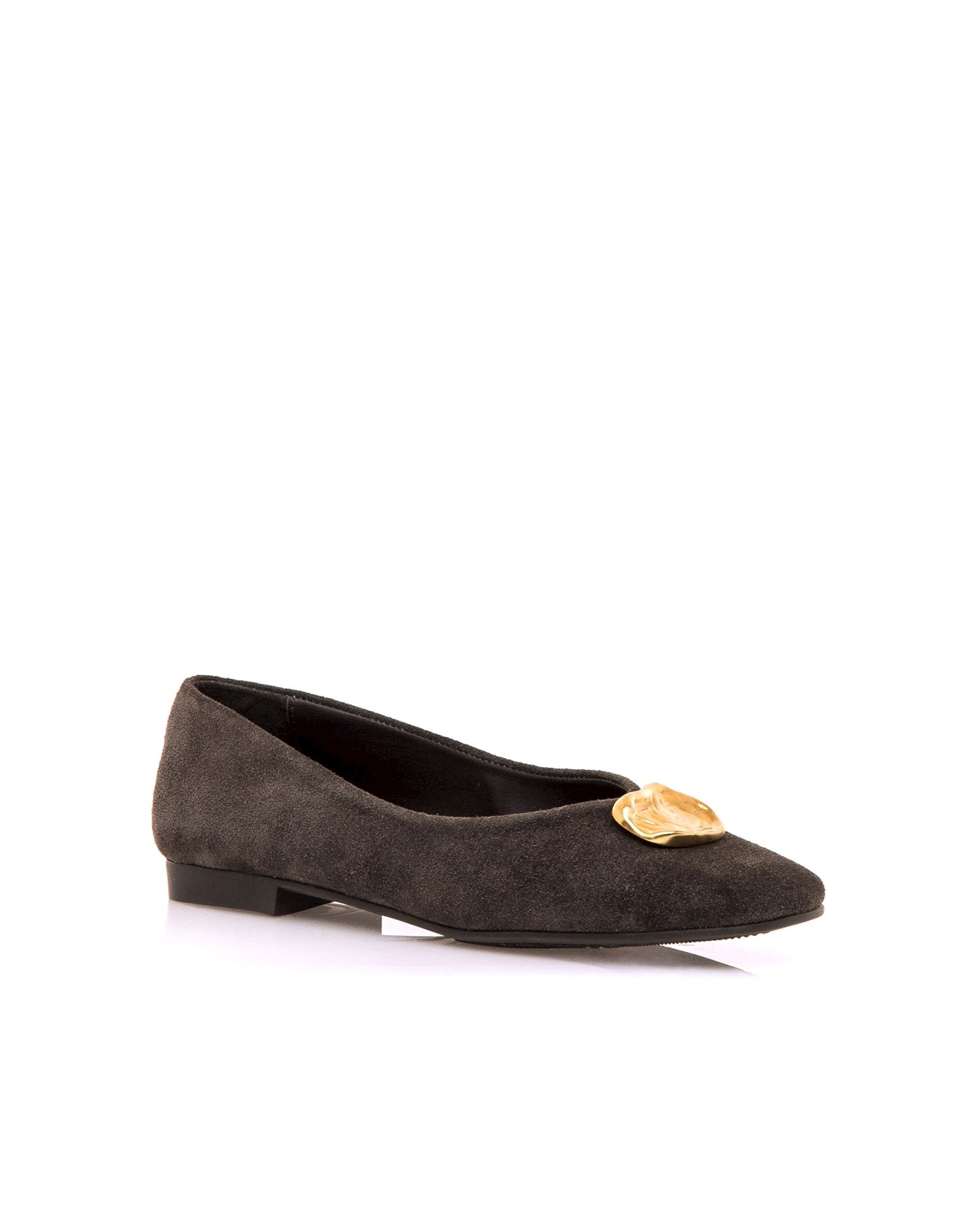 Bailarinas planas de mujer en piel con detalle de joya mustang - Gris Gris-3