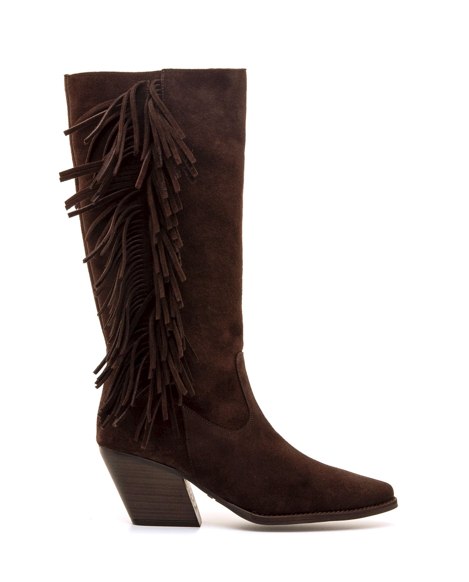 Botas altas de piel para mujer con tacón cowboy - Mustang - Avellana Avellana-1