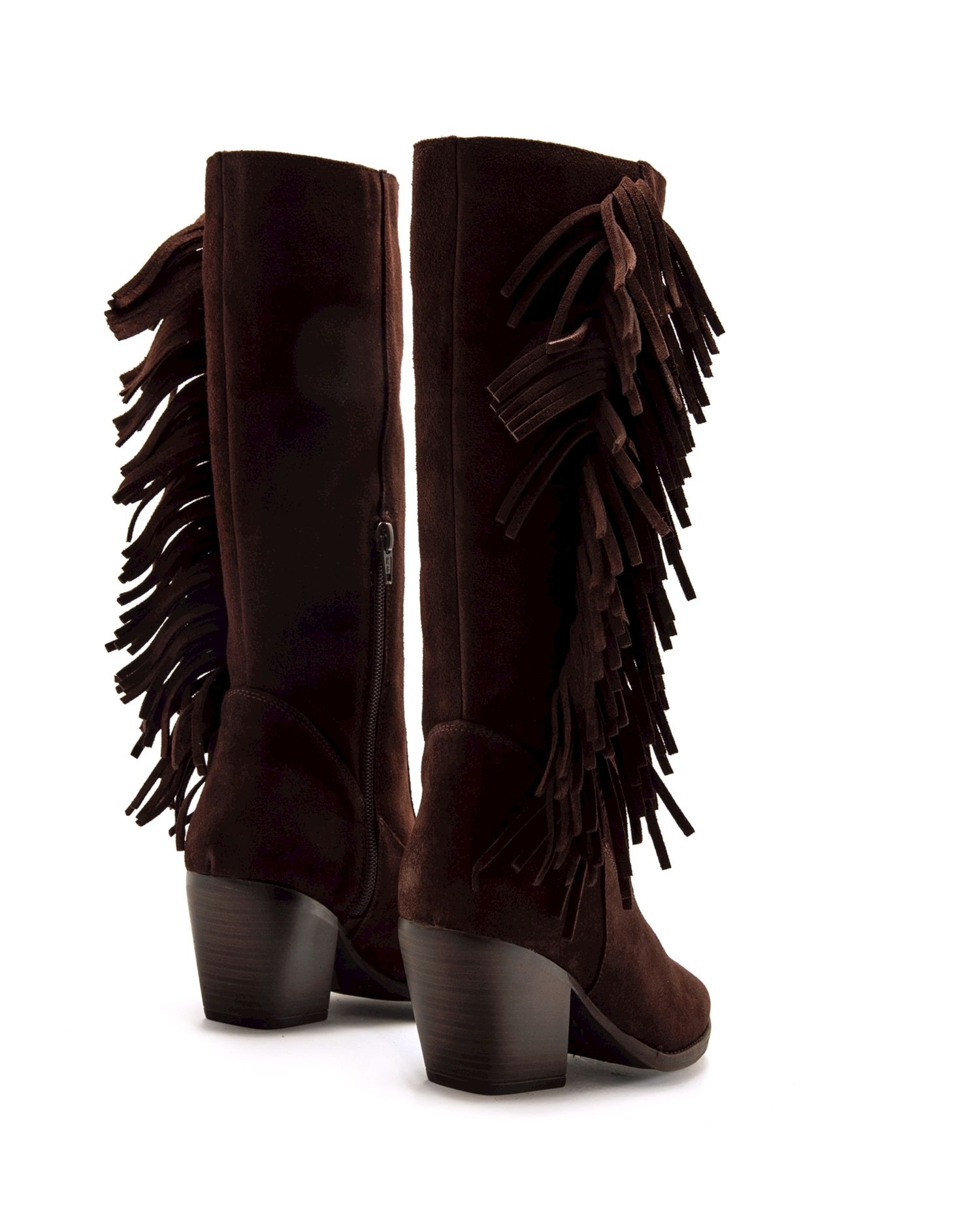 Botas altas de piel para mujer con tacón cowboy - Mustang - Avellana Avellana-3