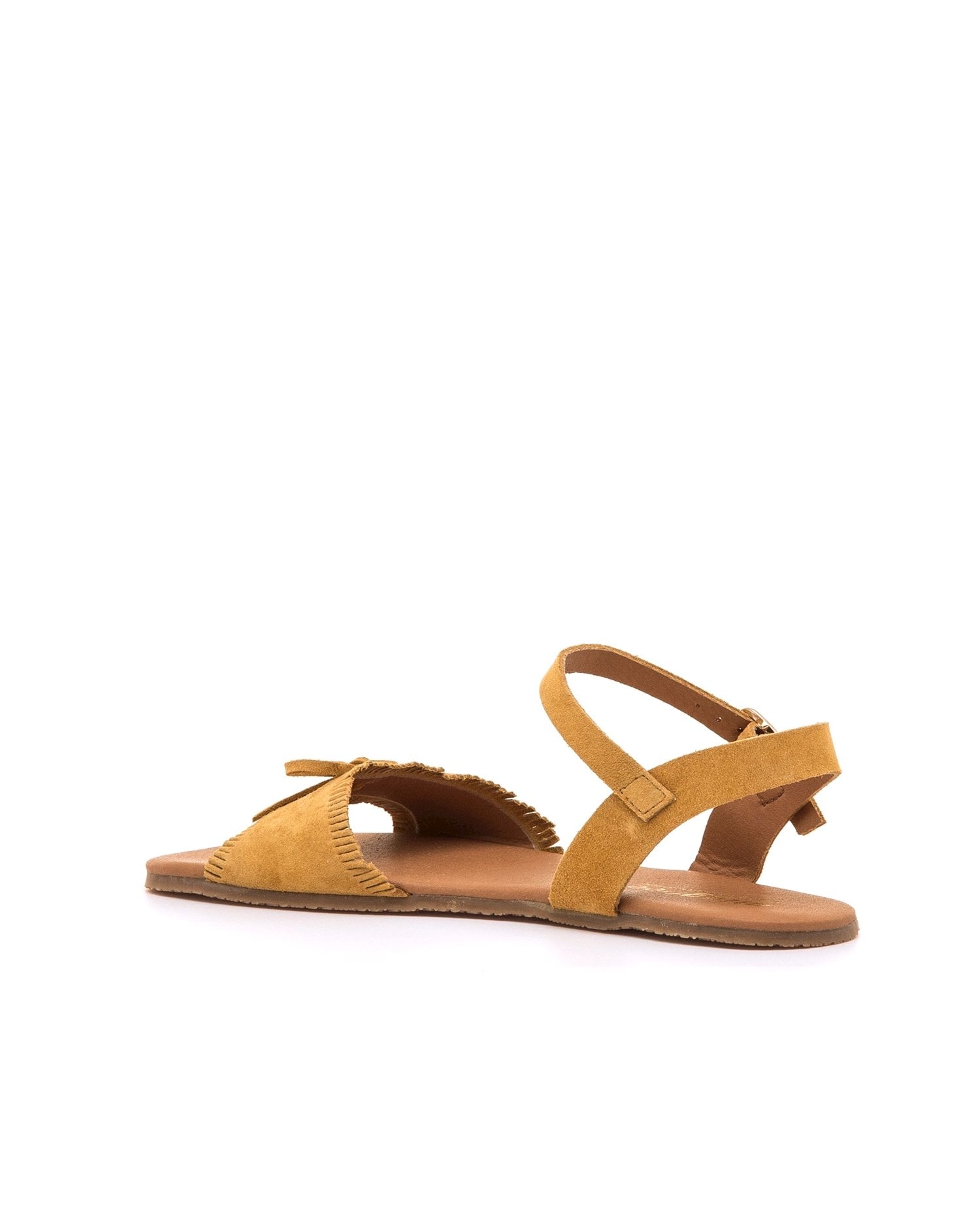 Sandalias planas para mujer en piel con piso respetuoso - Mustang - Amarillo Amarillo-4