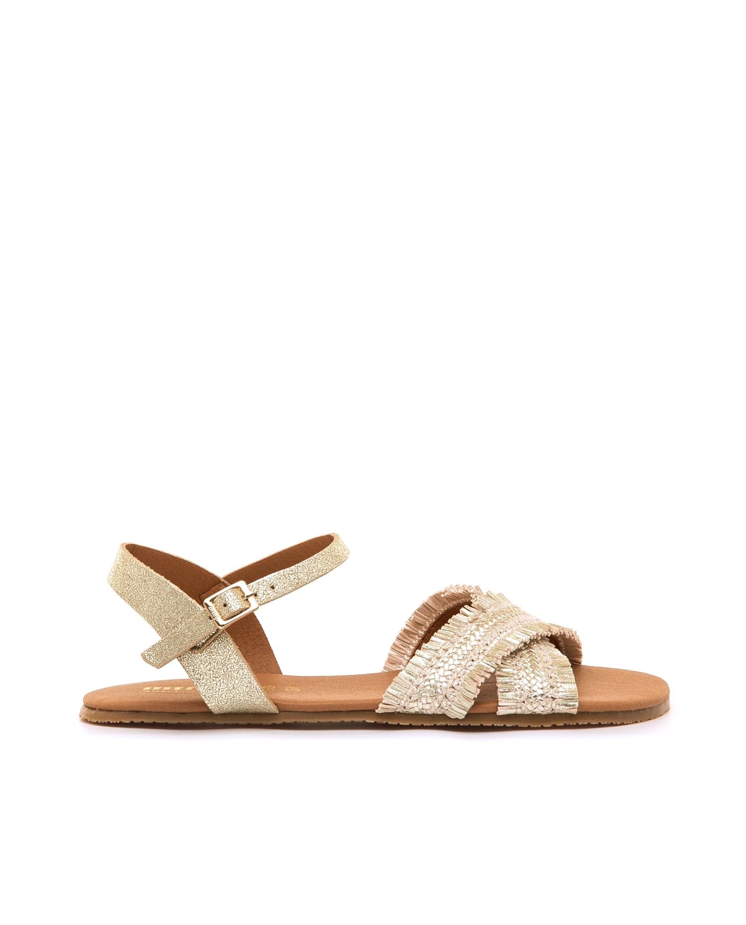 Mustang - Sandalias planas de mujer con detalle de flecos.