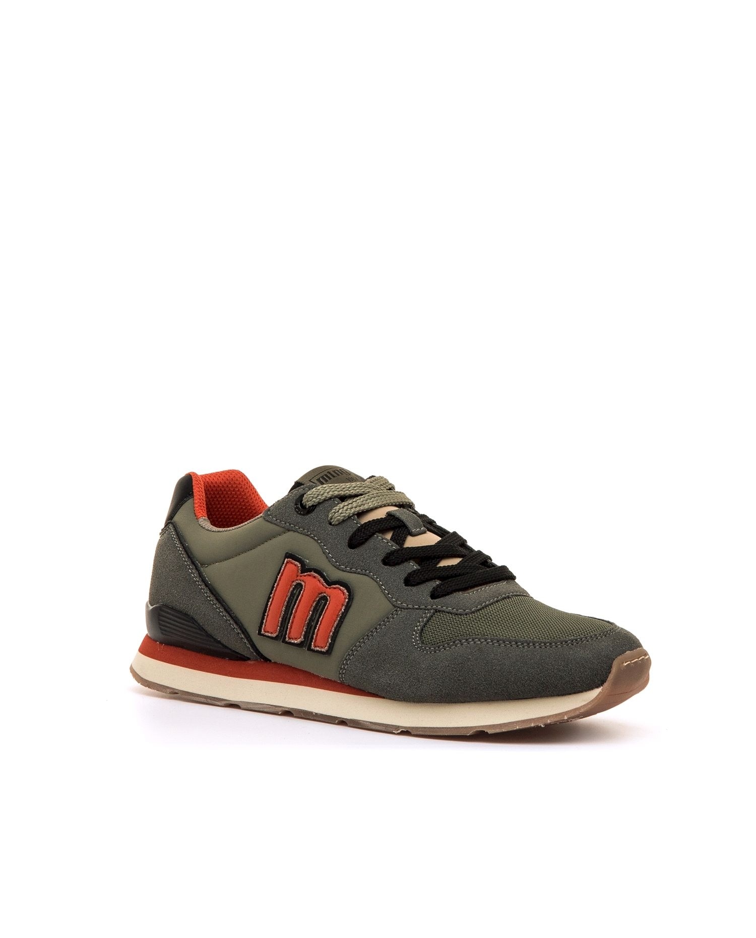 Zapatillas deportivas de hombre tipo running bajas con logotipo - Mustang - Blanco / Naranja Rojo / Verde-3
