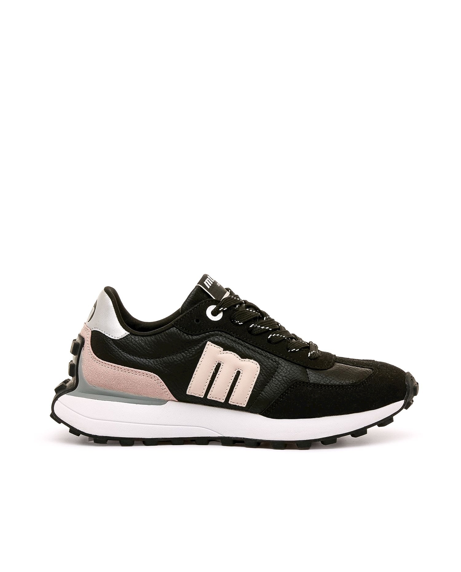 Zapatillas deportivas de mujer con suela dentada - Mustang - Negro / Rosa Negro / Rosa-1