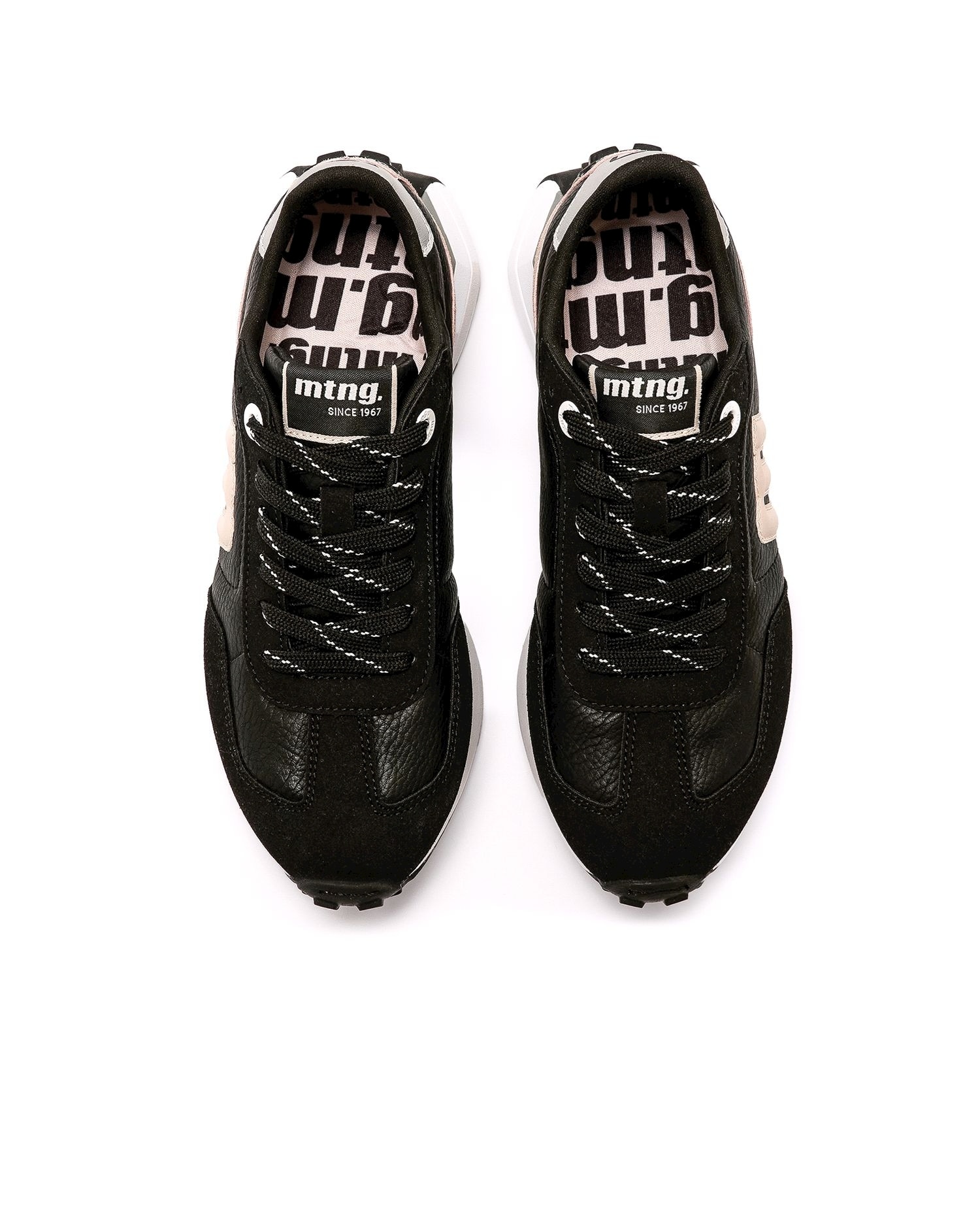 Zapatillas deportivas de mujer con suela dentada - Mustang - Negro / Rosa Negro / Rosa-3
