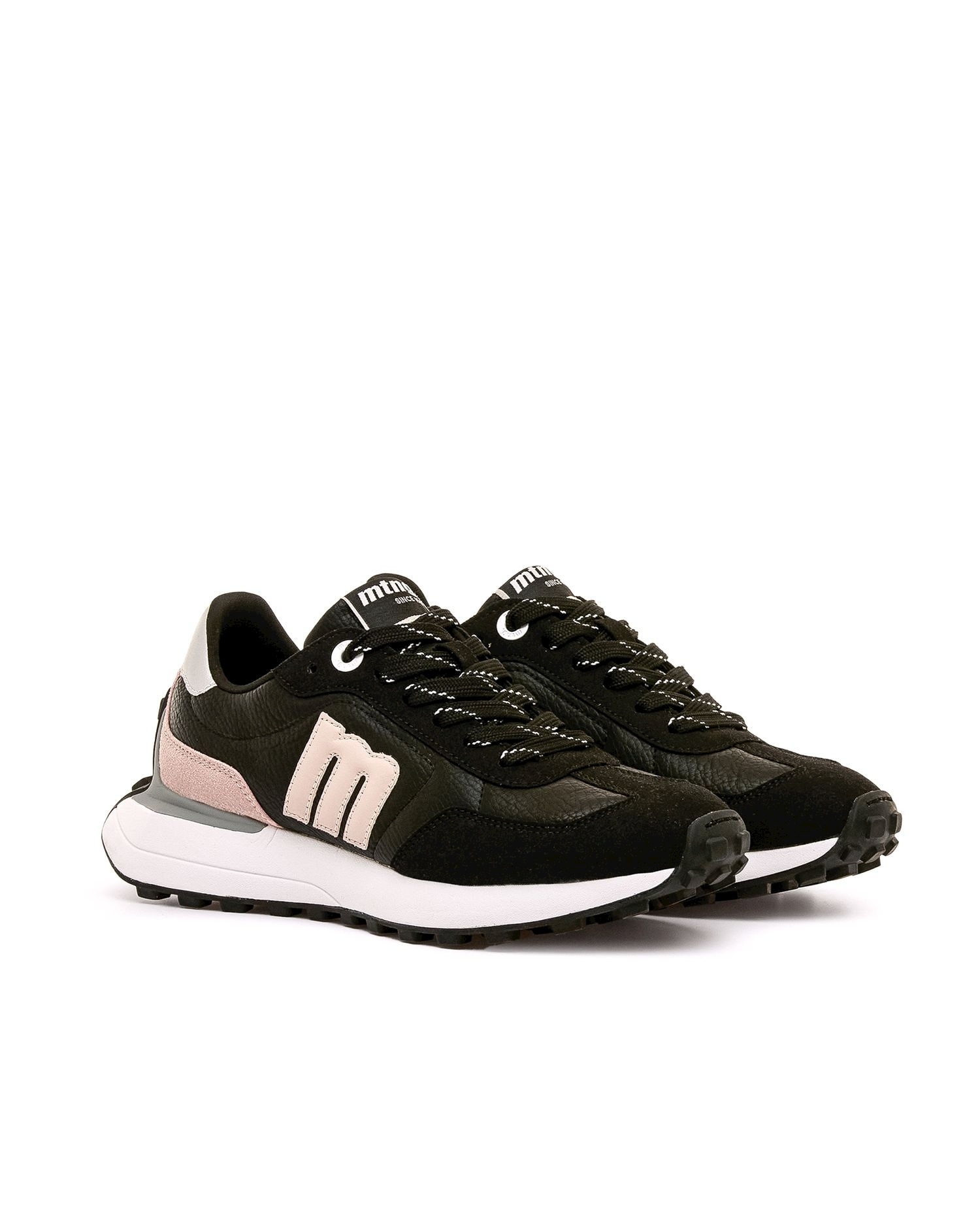Zapatillas deportivas de mujer con suela dentada - Mustang - Negro / Rosa Negro / Rosa-5