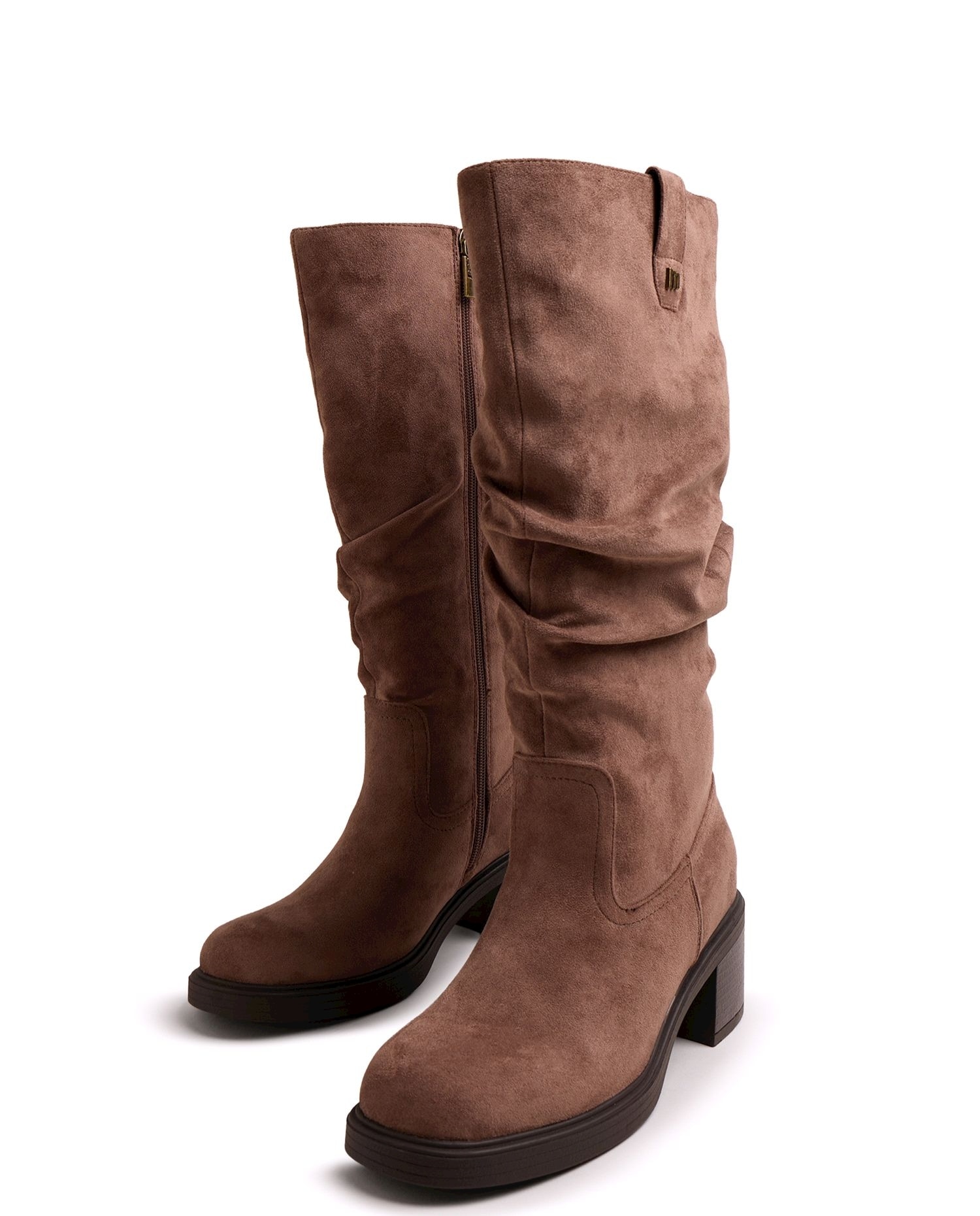 Botas básicas de mujer con tacón ancho - Mustang - Marrón Marrón-4