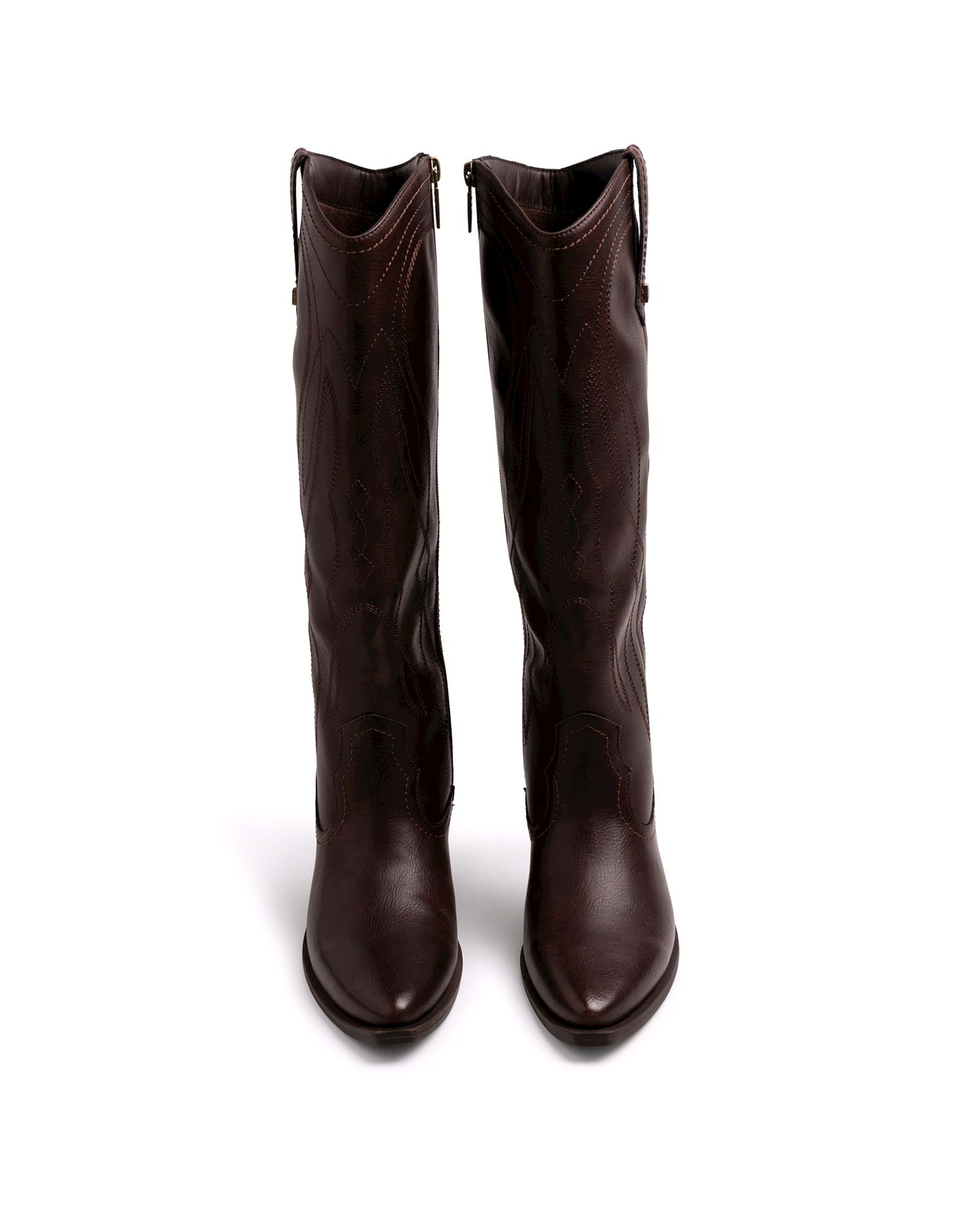 Botas estilo cowboy en piel para mujer - Mustang - Marrón Marrón-2