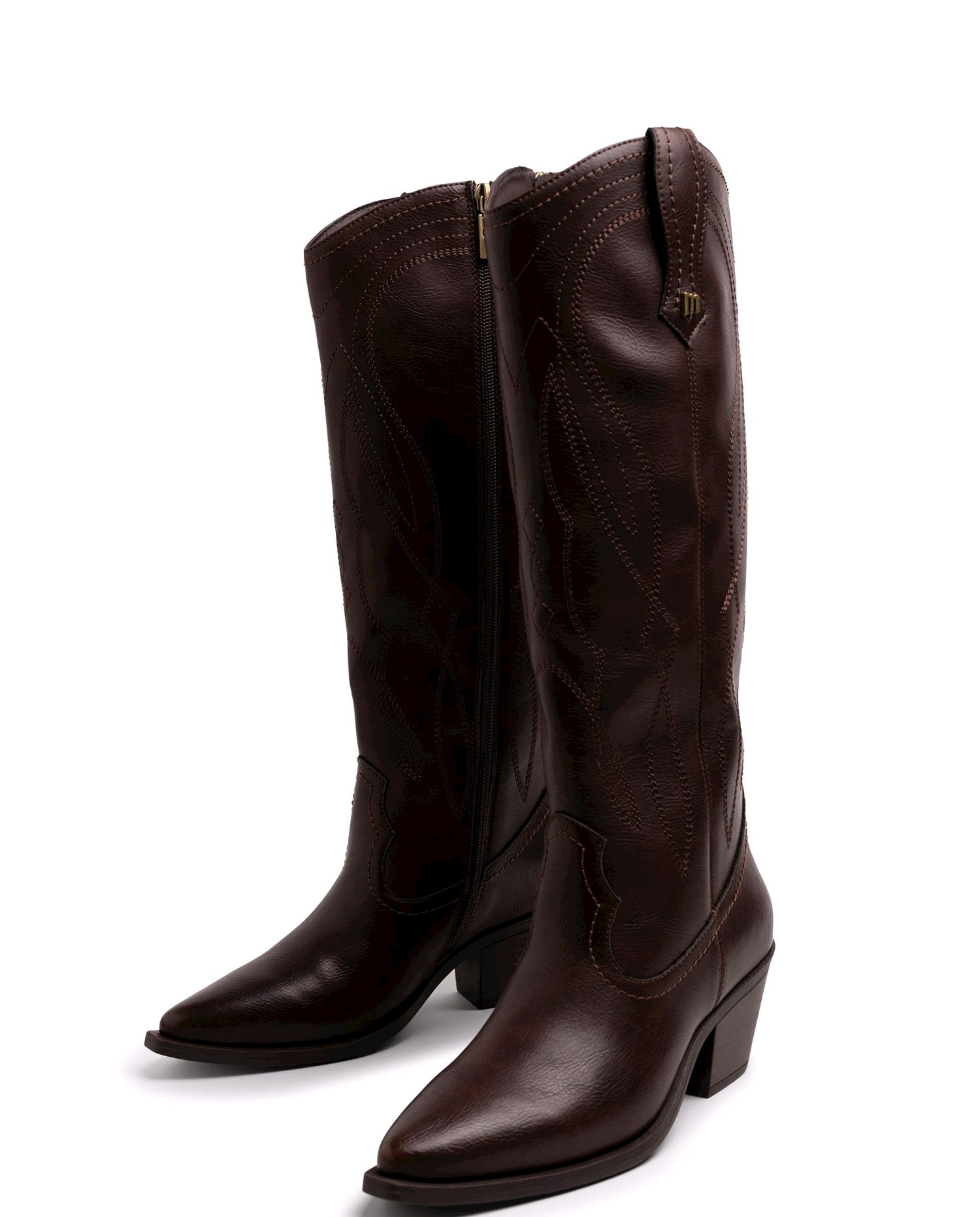Botas estilo cowboy en piel para mujer - Mustang - Marrón Marrón-4
