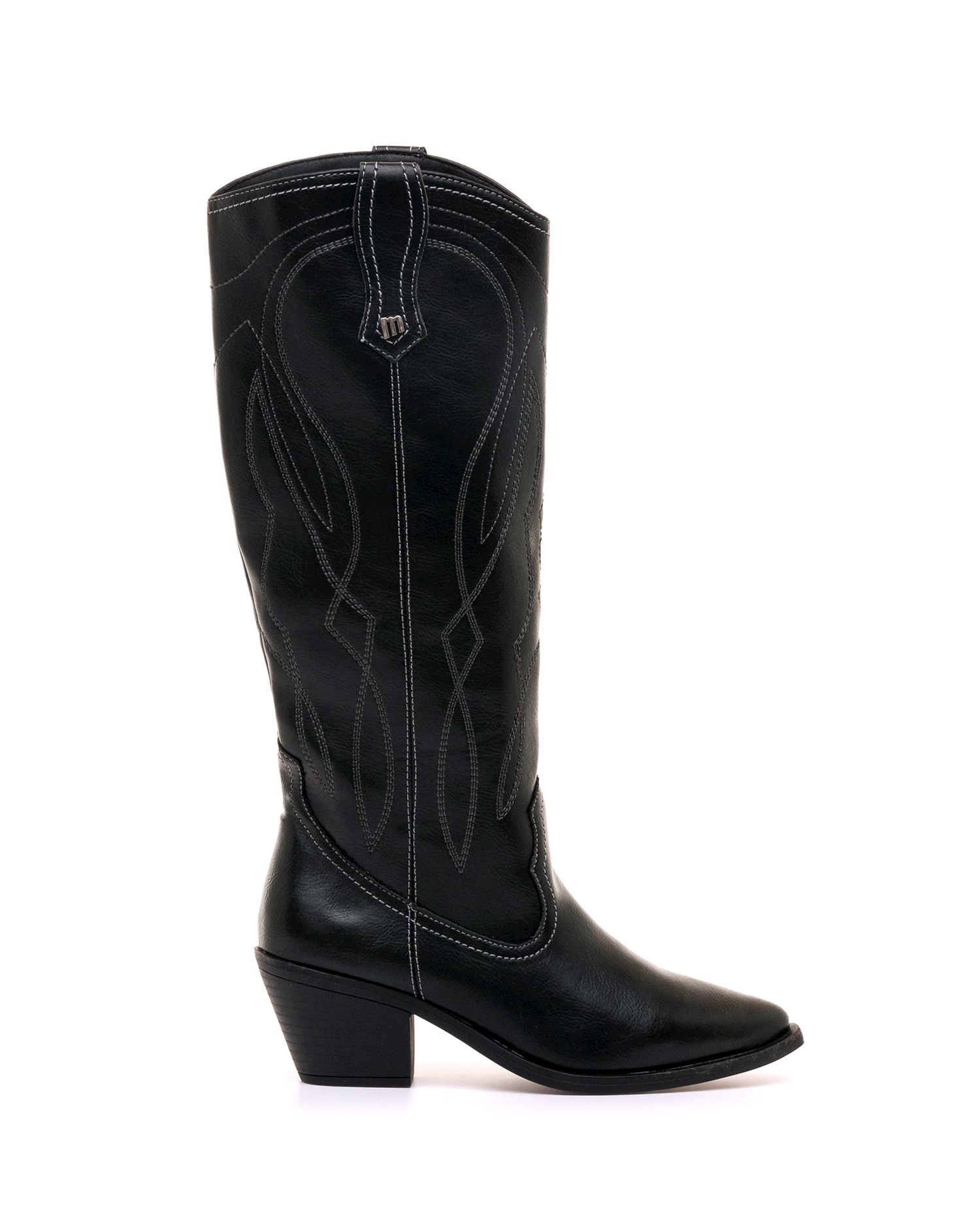 Botas estilo cowboy en piel para mujer - Mustang - Negro Negro-1