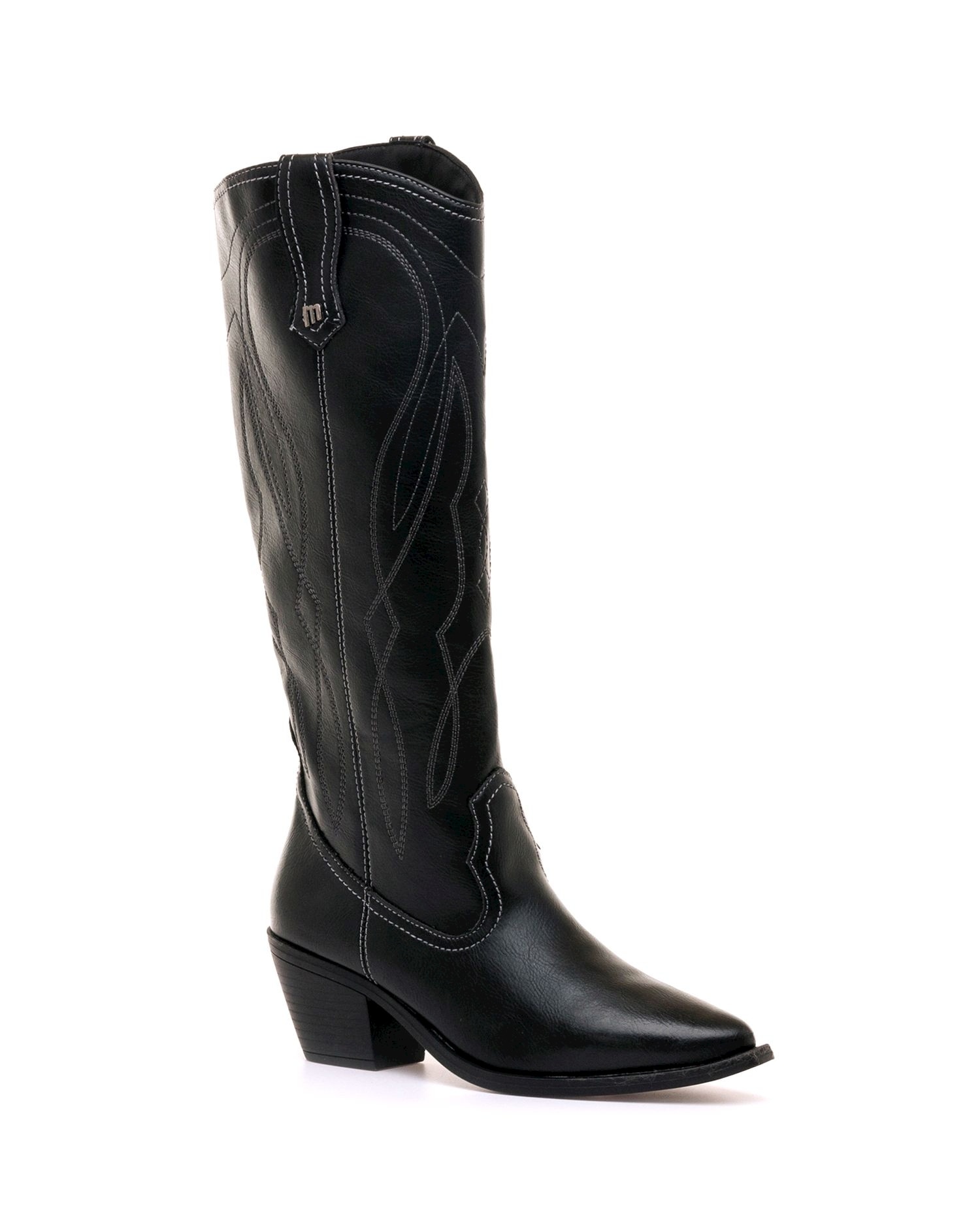 Botas estilo cowboy en piel para mujer - Mustang - Negro Negro-2