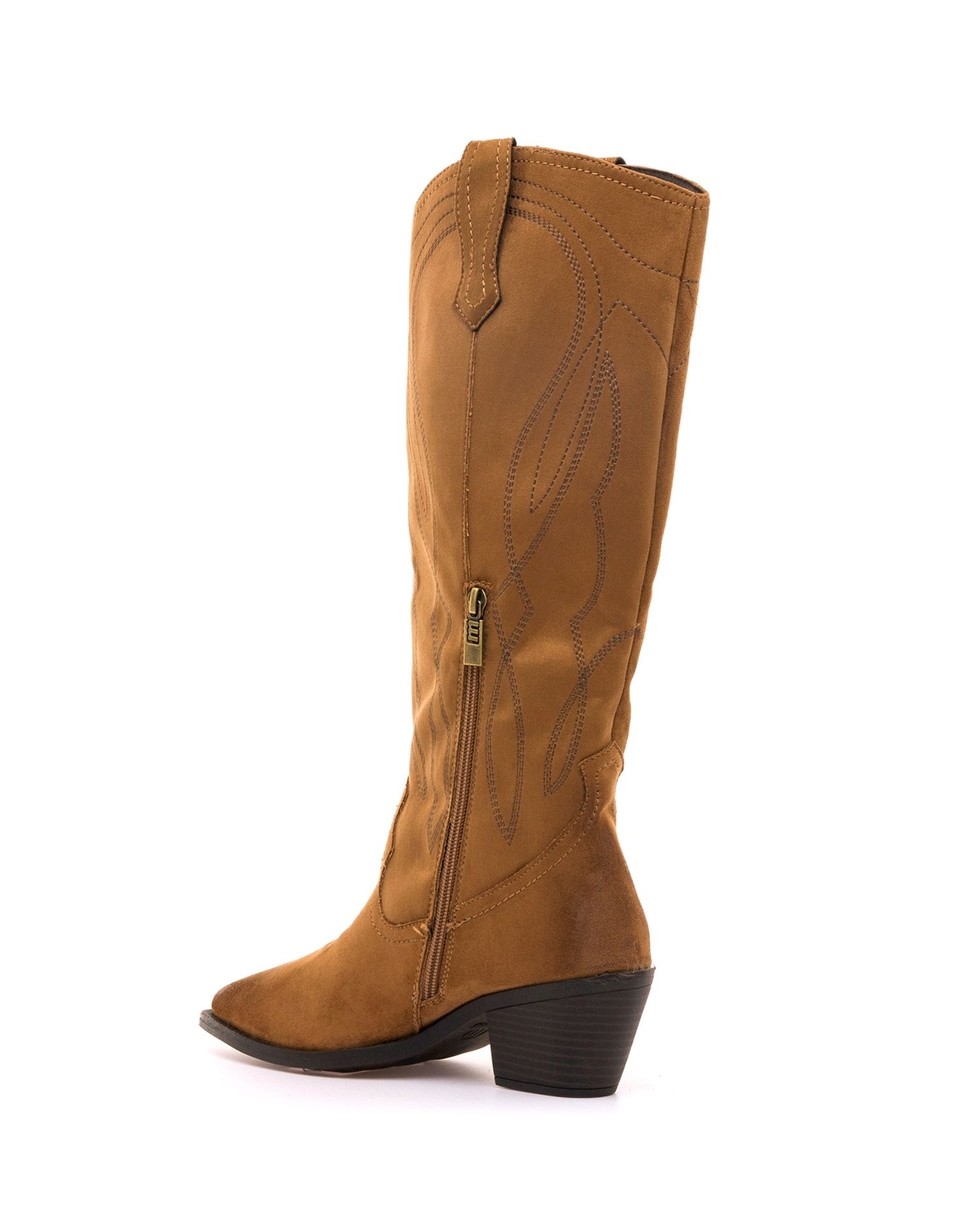 Botas estilo cowboy en piel para mujer - Mustang - Camel Camel-4