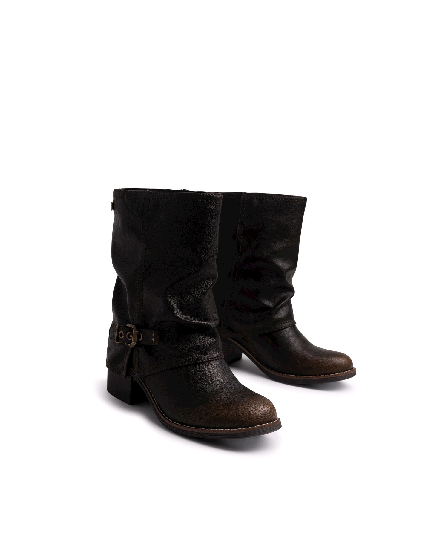 Botines básicos para mujer con caña superpuesta - Mustang - Marrón Marrón-4