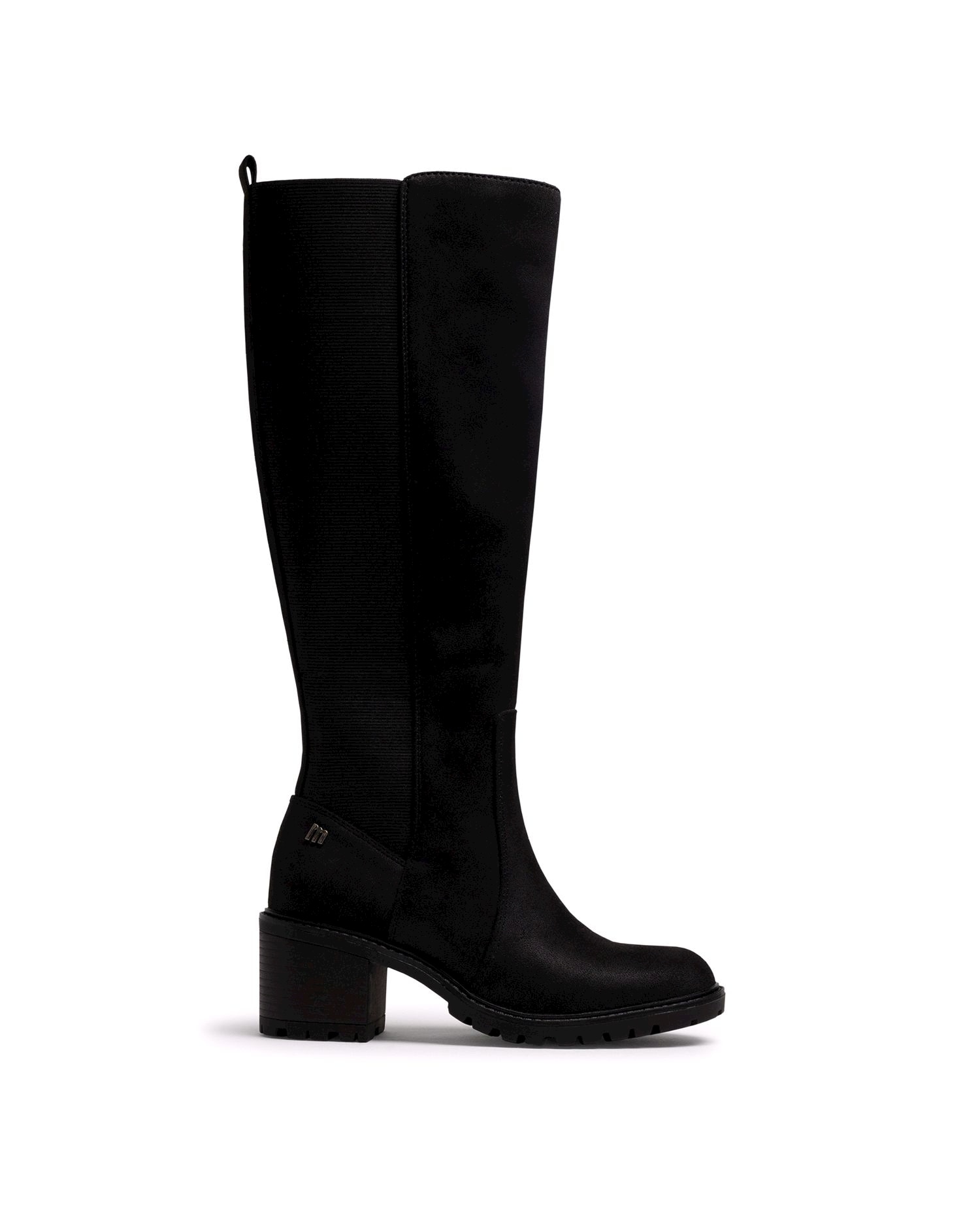 Botas básicas con tacón de mujer con detalle de elástico en el lateral - Mustang - Negro anticuario Negro anticuario-1