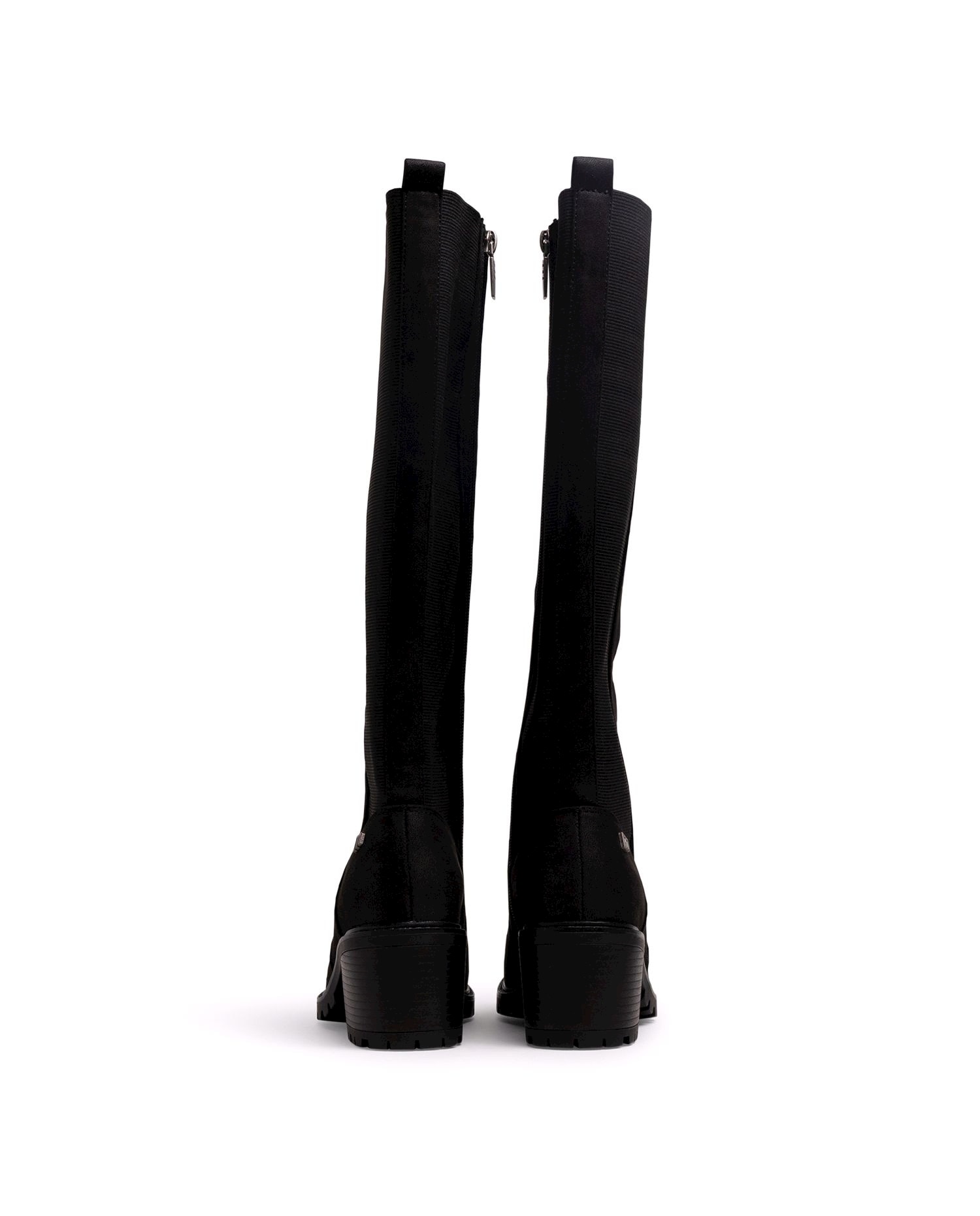 Botas básicas con tacón de mujer con detalle de elástico en el lateral - Mustang - Negro anticuario Negro anticuario-2
