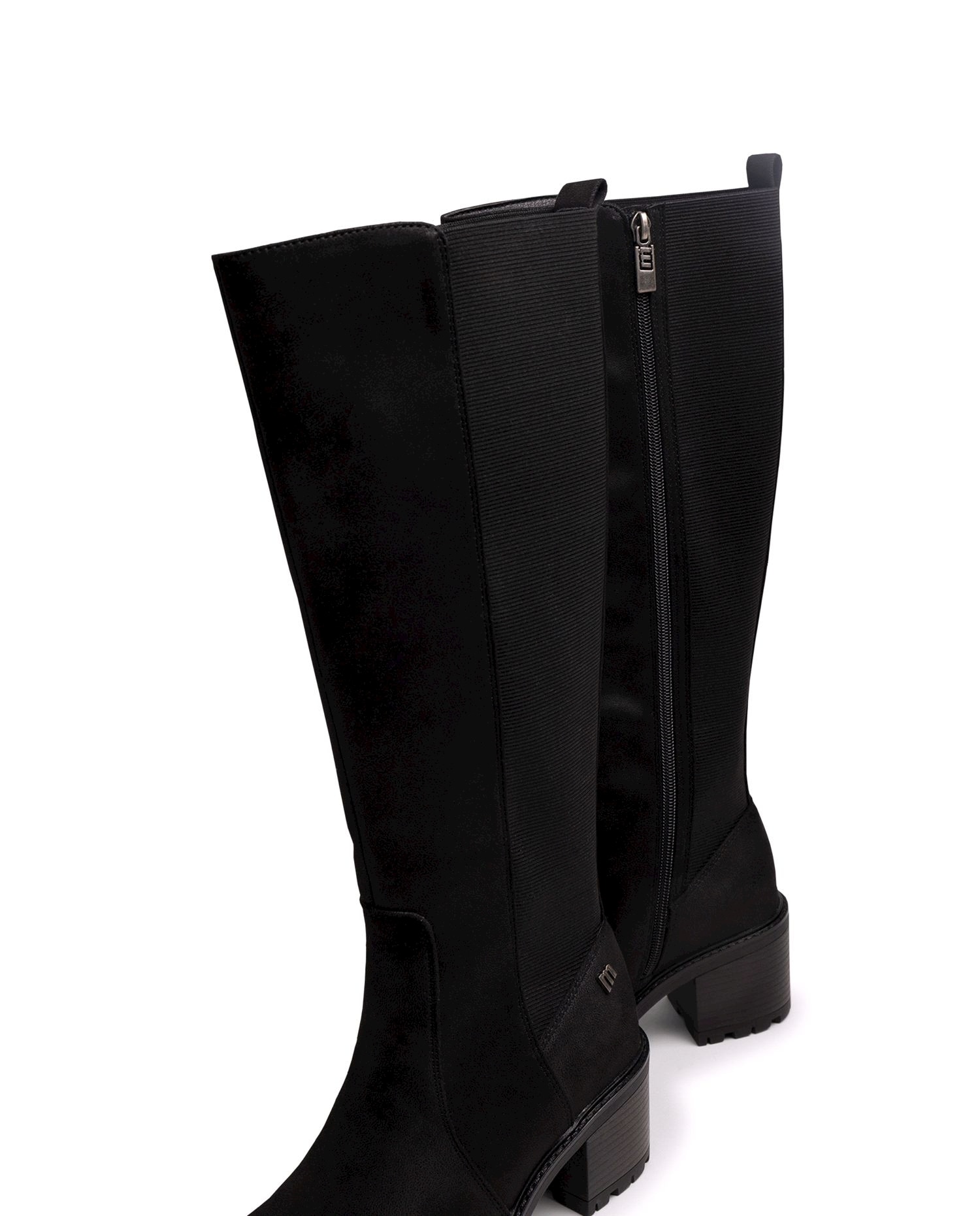 Botas básicas con tacón de mujer con detalle de elástico en el lateral - Mustang - Negro anticuario Negro anticuario-5