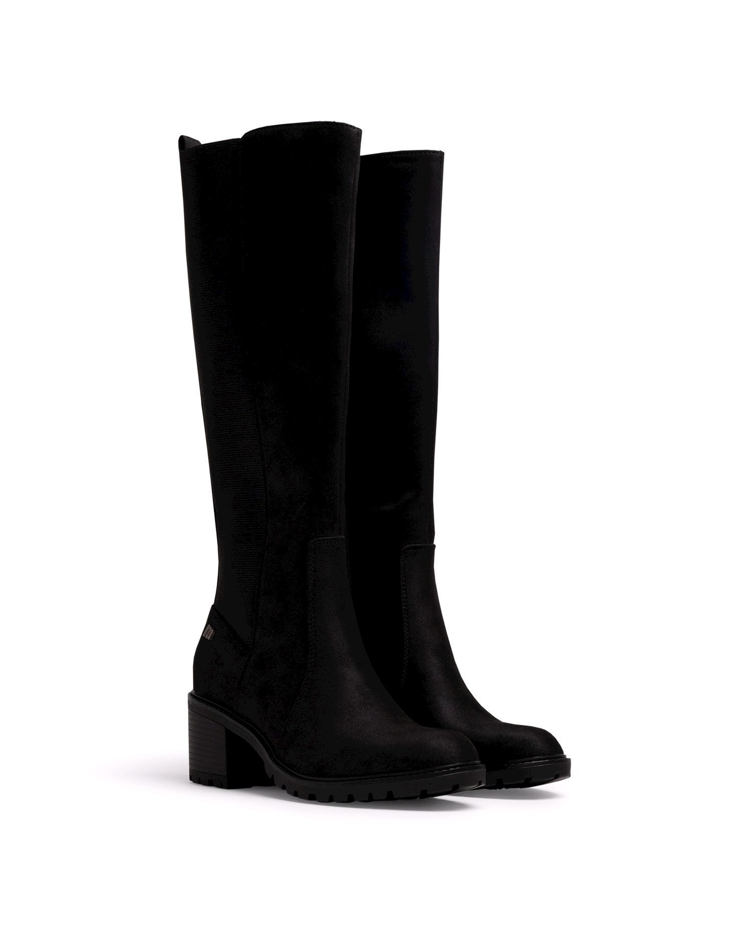 Botas básicas con tacón de mujer con detalle de elástico en el lateral - Mustang - Negro anticuario Negro anticuario-3