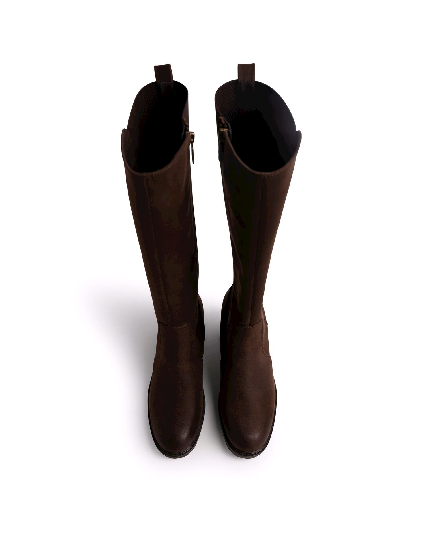 Botas básicas con tacón de mujer con detalle de elástico en el lateral - Mustang - Marrón oscuro Marrón oscuro-4
