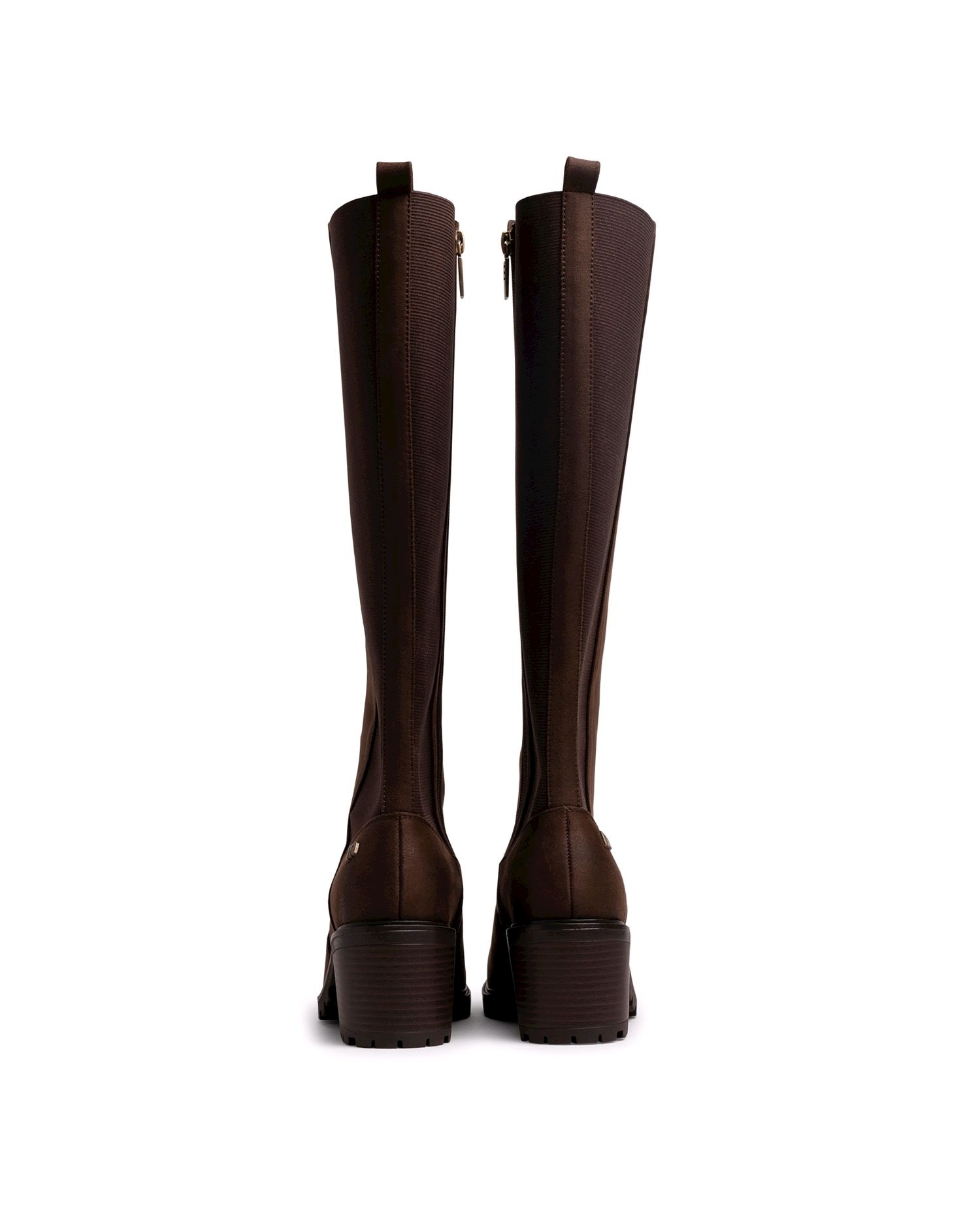 Botas básicas con tacón de mujer con detalle de elástico en el lateral - Mustang - Marrón oscuro Marrón oscuro-3