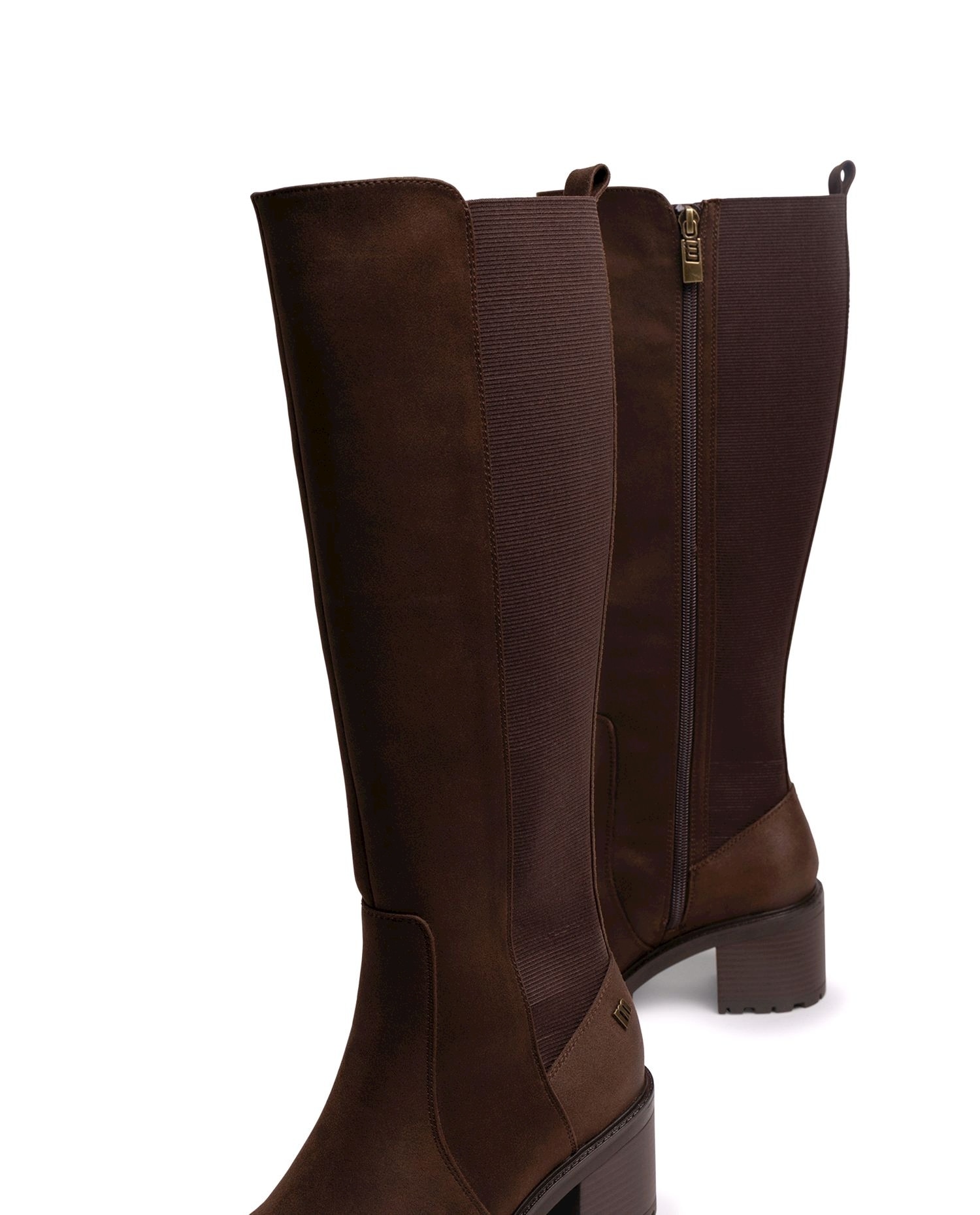 Botas básicas con tacón de mujer con detalle de elástico en el lateral - Mustang - Marrón oscuro Marrón oscuro-5