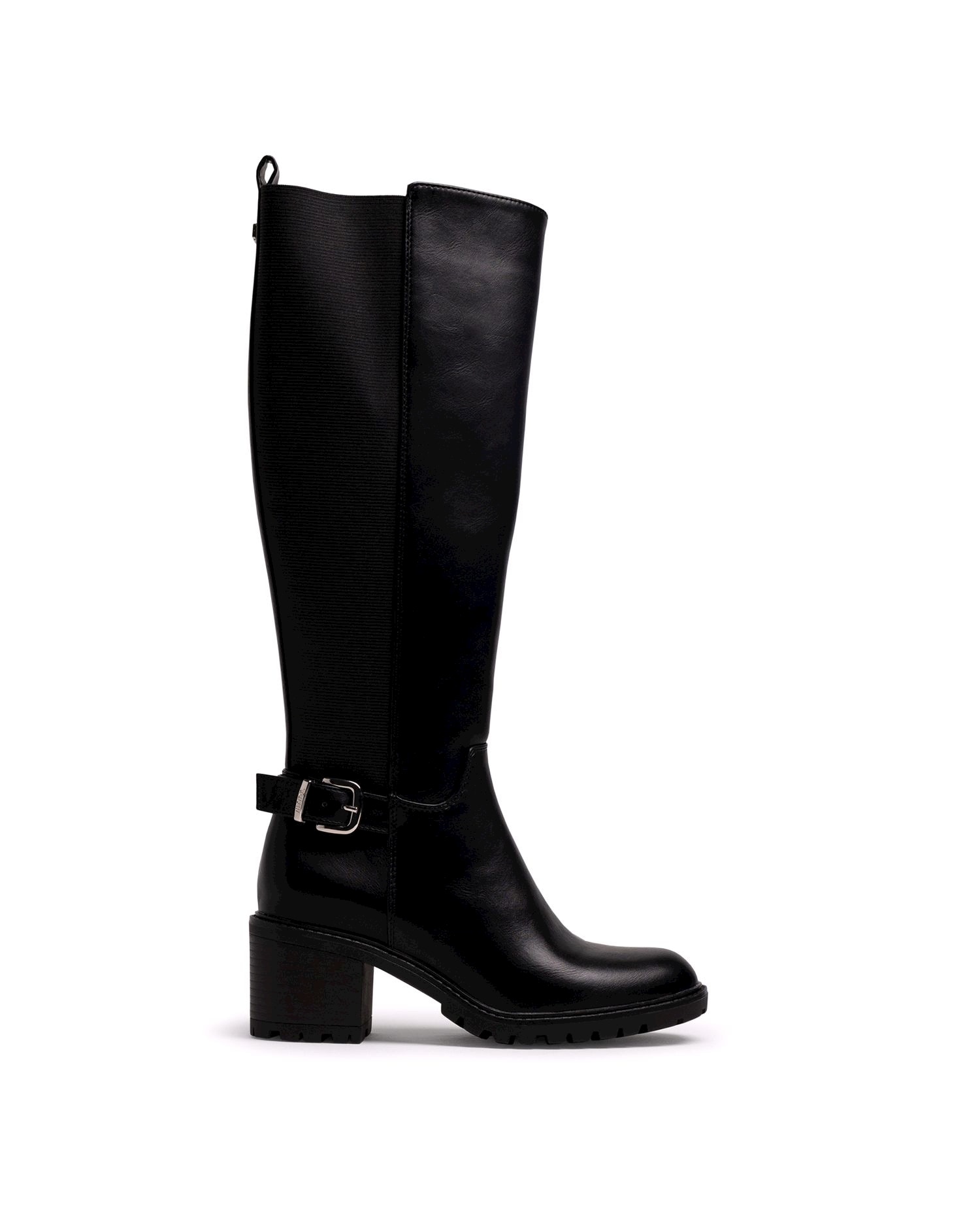 Botas básicas de mujer con tacón y hebilla en el lateral - Mustang - Negro mate Negro mate-1