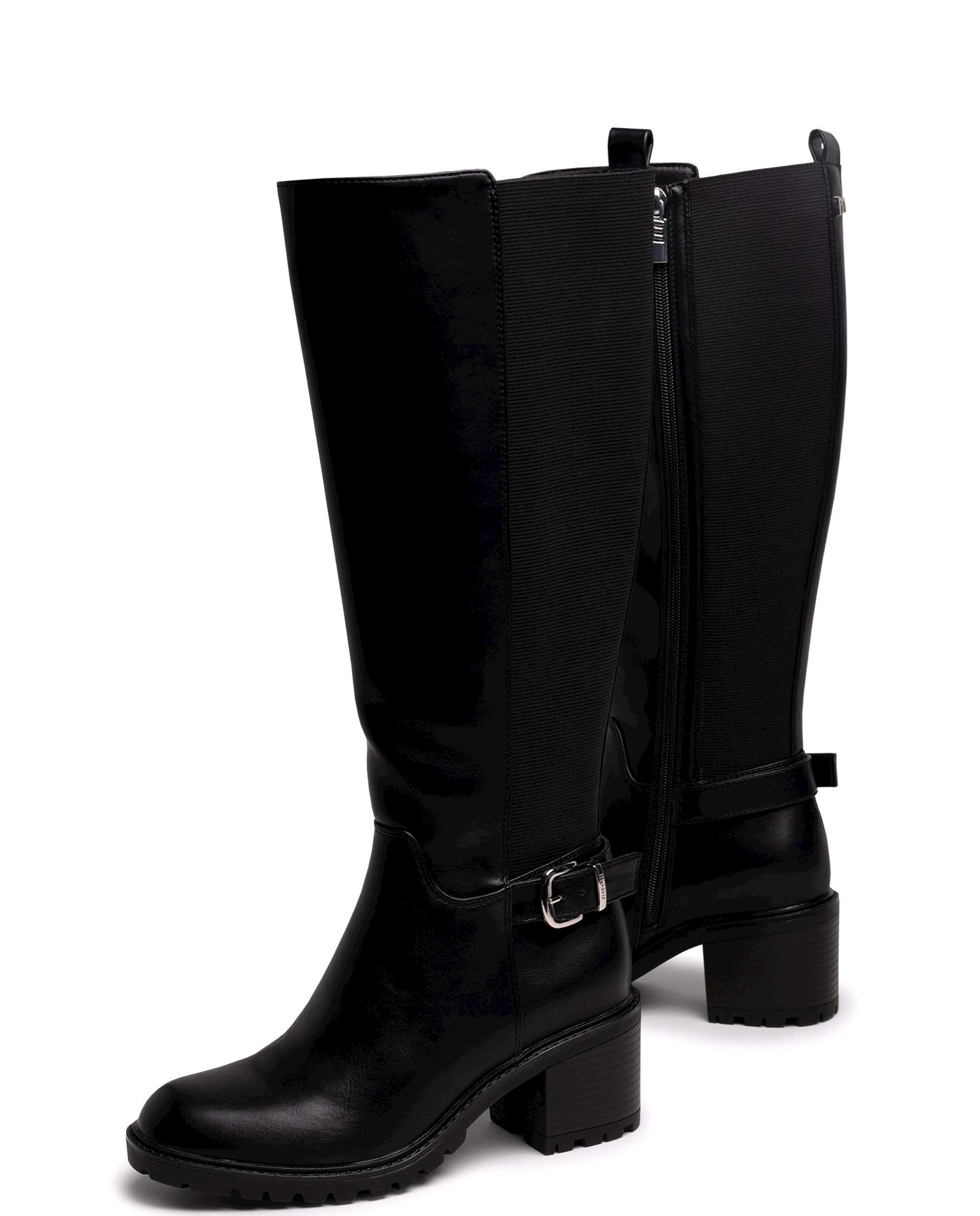 Botas básicas de mujer con tacón y hebilla en el lateral - Mustang - Negro mate Negro mate-4