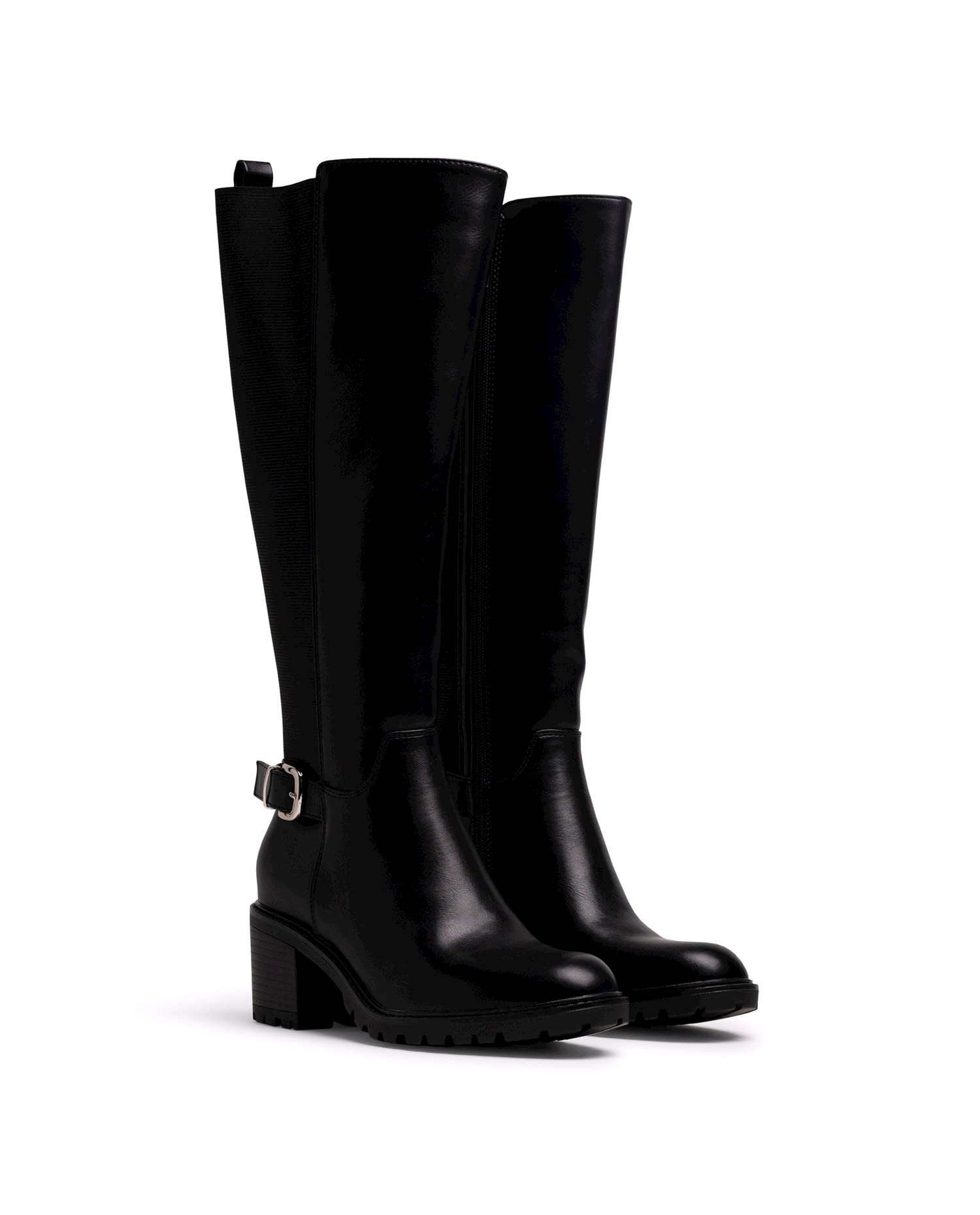 Botas básicas de mujer con tacón y hebilla en el lateral - Mustang - Negro mate Negro mate-5