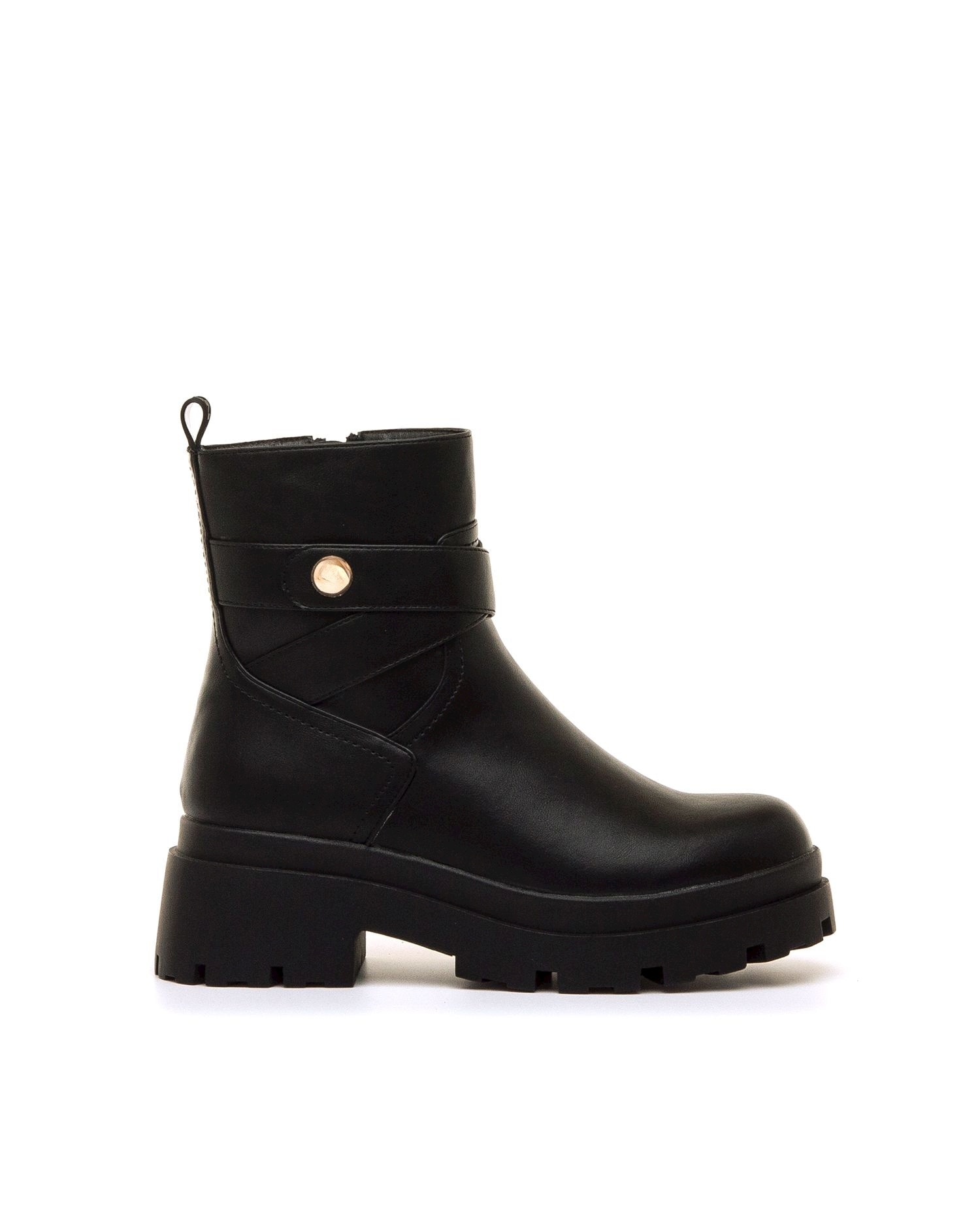 Botines biker para mujer con elástico al tobillo - Mustang - Negro Negro-1
