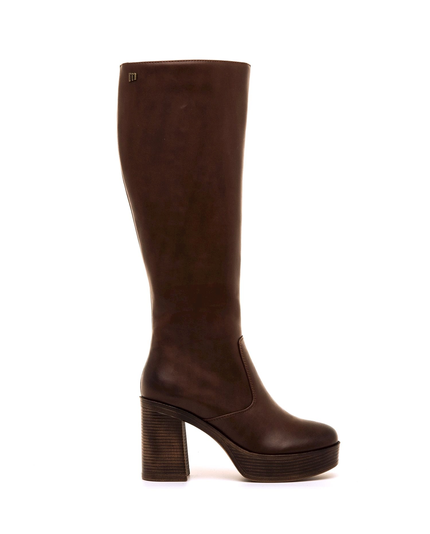Botas básicas de mujer con un tacón ancho y plataforma - Mustang - Marrón oscuro Marrón oscuro-1