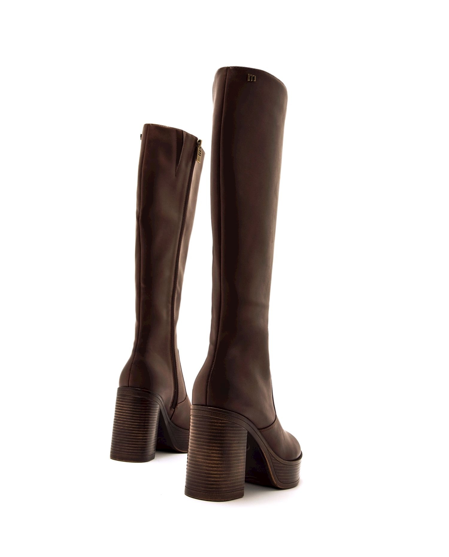 Botas básicas de mujer con un tacón ancho y plataforma - Mustang - Marrón oscuro Marrón oscuro-2