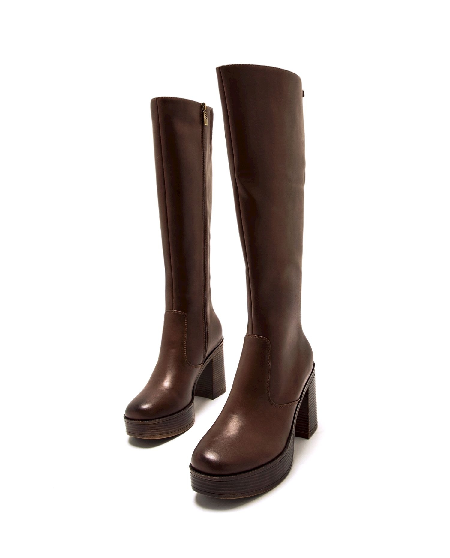 Botas básicas de mujer con un tacón ancho y plataforma - Mustang - Marrón oscuro Marrón oscuro-3
