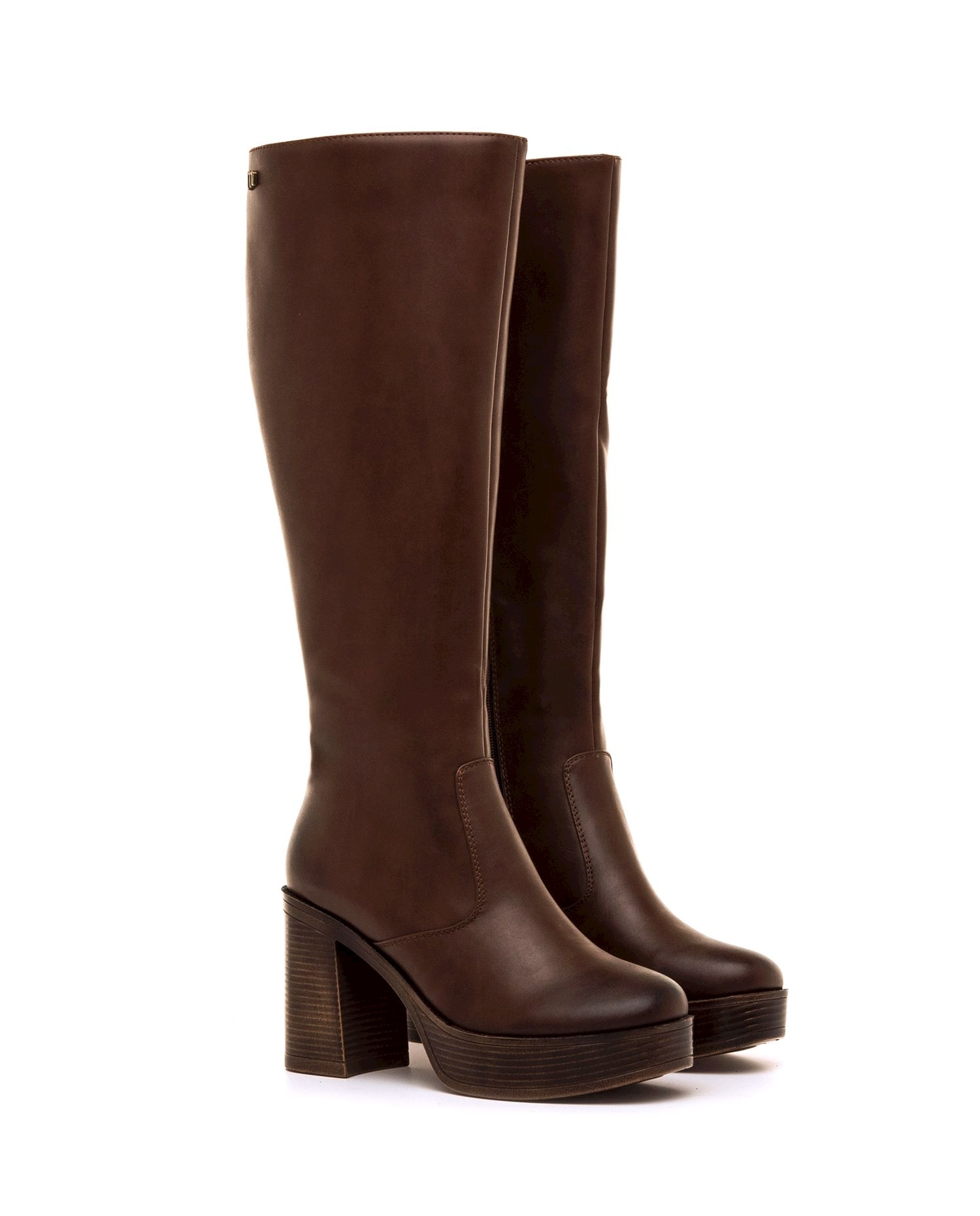 Botas básicas de mujer con un tacón ancho y plataforma - Mustang - Marrón oscuro Marrón oscuro-4