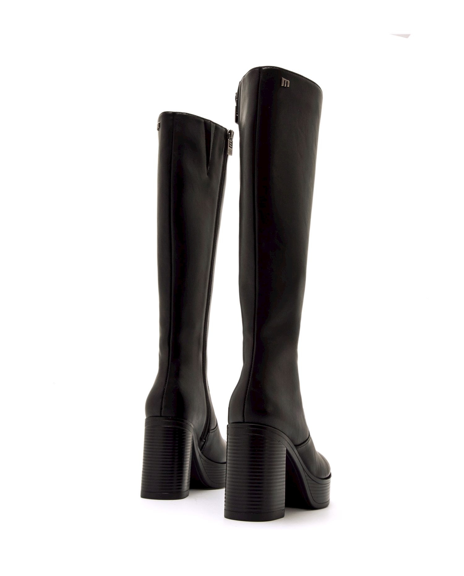 Botas básicas de mujer con un tacón ancho y plataforma - Mustang - Negro mate Negro mate-4