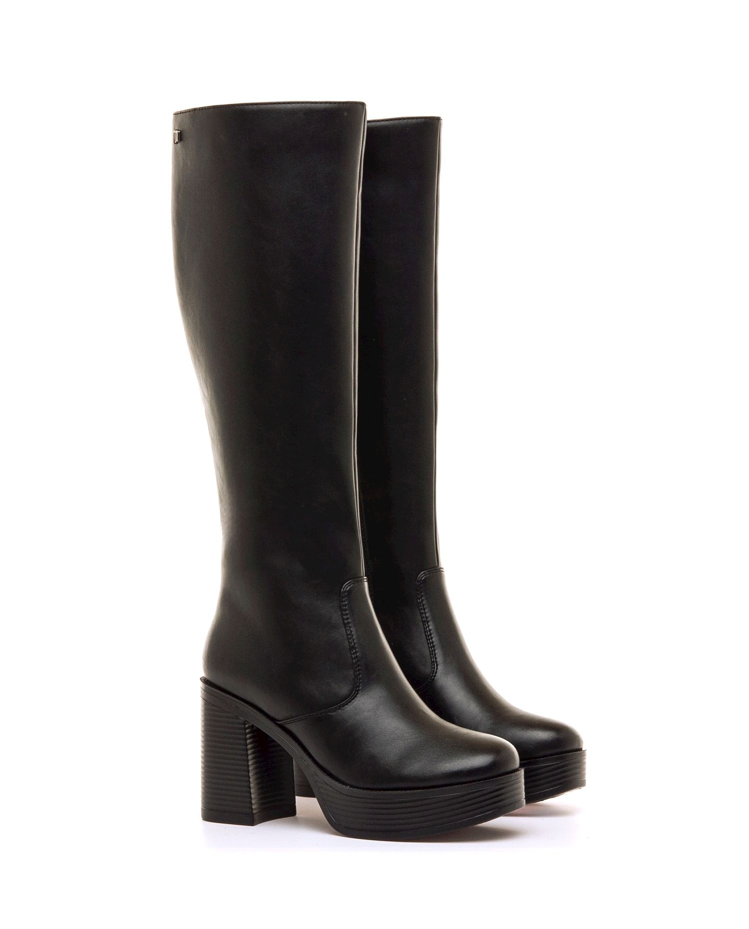 Botas básicas de mujer con un tacón ancho y plataforma - Mustang - Negro mate Negro mate-3