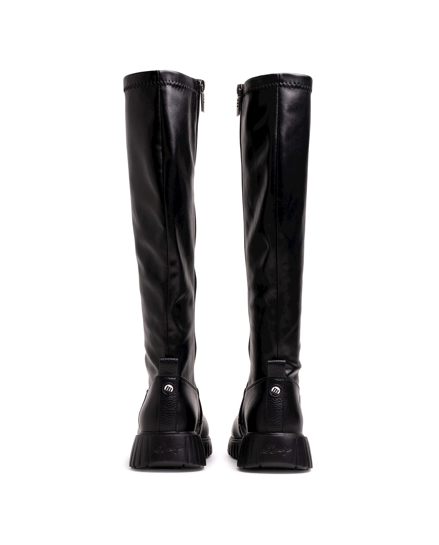 Botas altas de mujer básicas con caña stretch - Mustang - Negro Negro-2