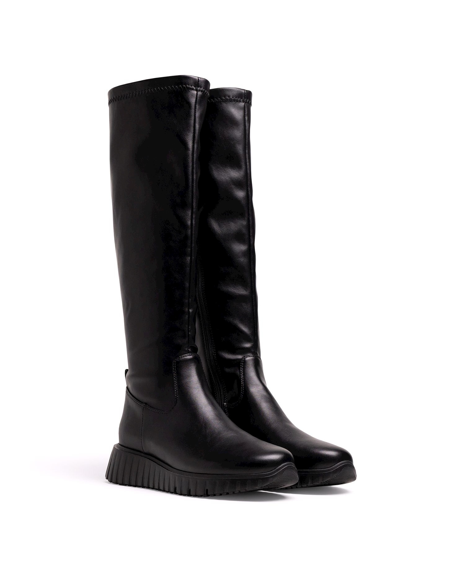 Botas altas de mujer básicas con caña stretch - Mustang - Negro Negro-4