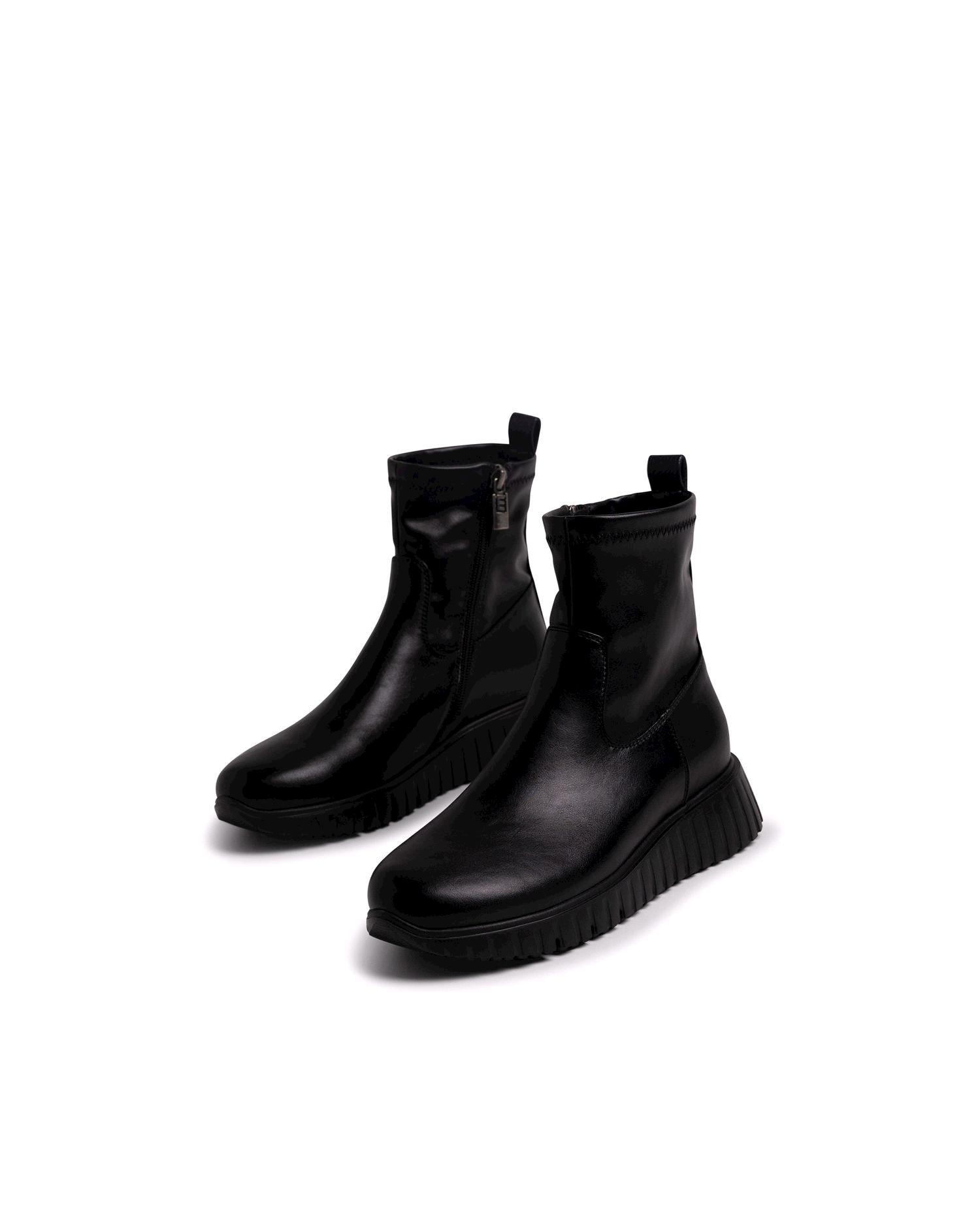 Botines básicos de mujer con piso de cuña - Mustang - Negro Negro-4