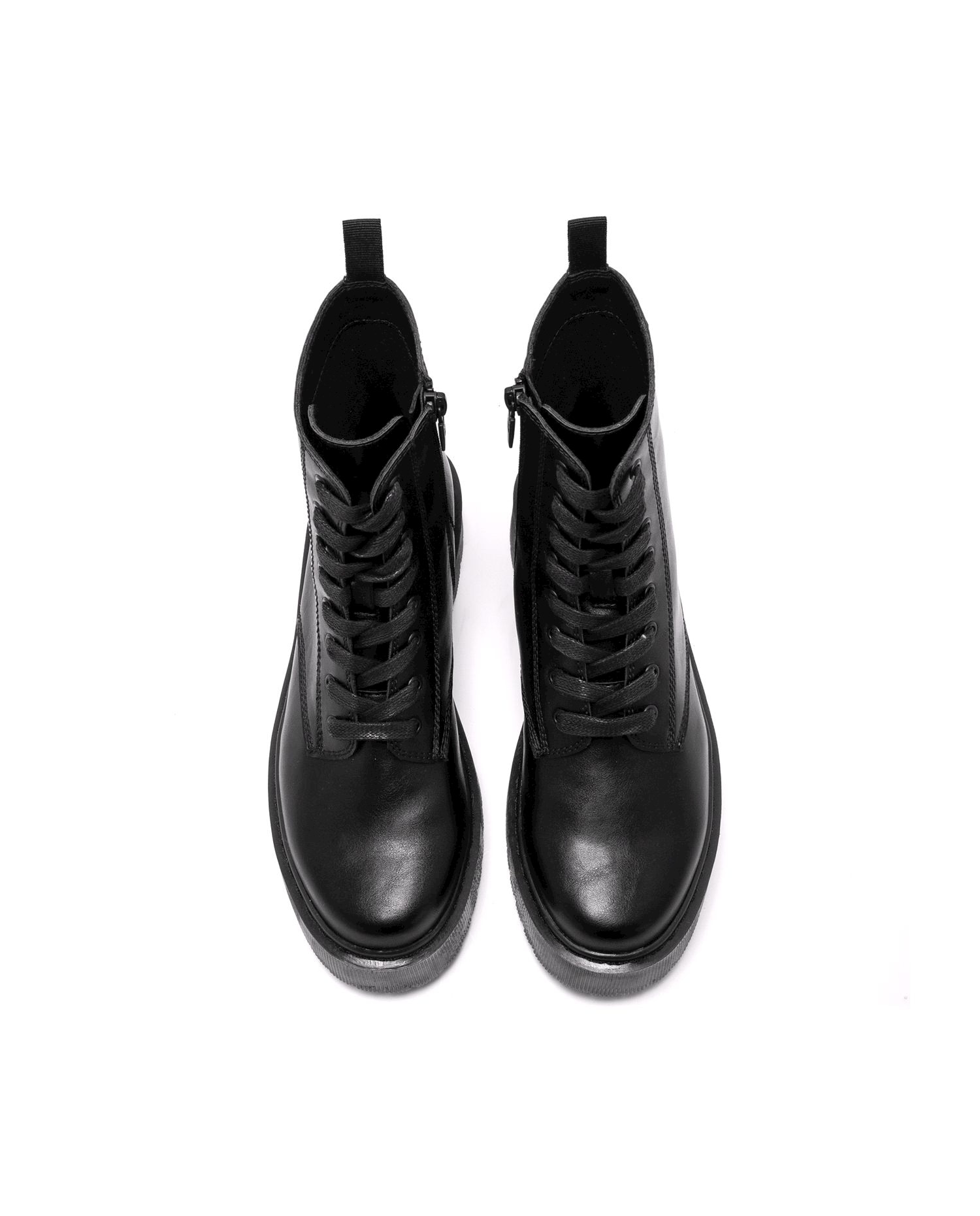 Botines de mujer estilo militar con piso grueso - Mustang - Negro Negro-3