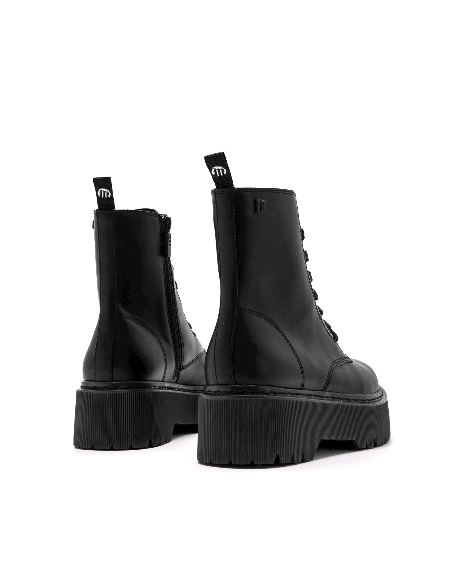 Botines de mujer estilo militar con piso grueso - Mustang - Negro Negro-2