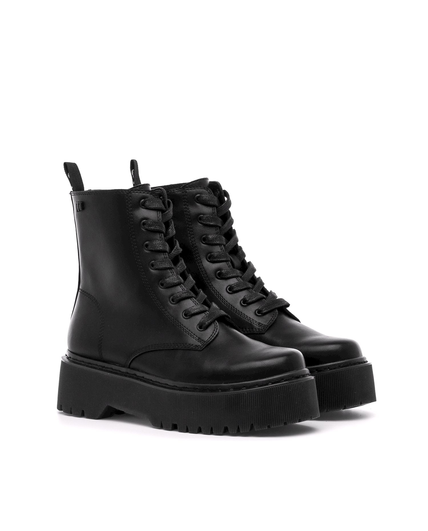 Botines de mujer estilo militar con piso grueso - Mustang - Negro Negro-5