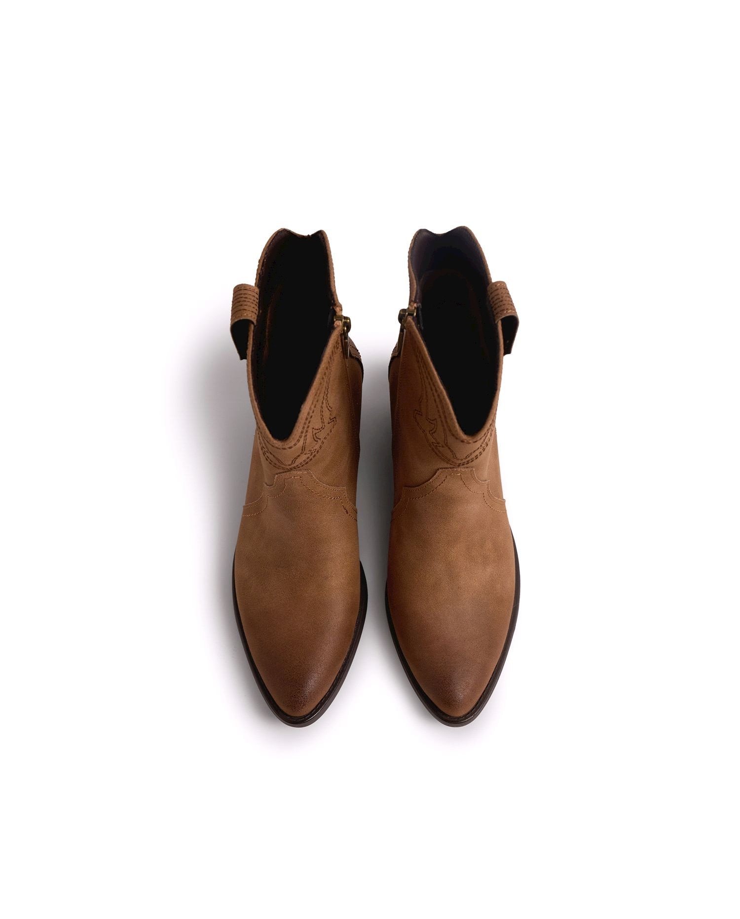 Botines cowboy de mujer con detalle bordado - Mustang - Canela Canela-3