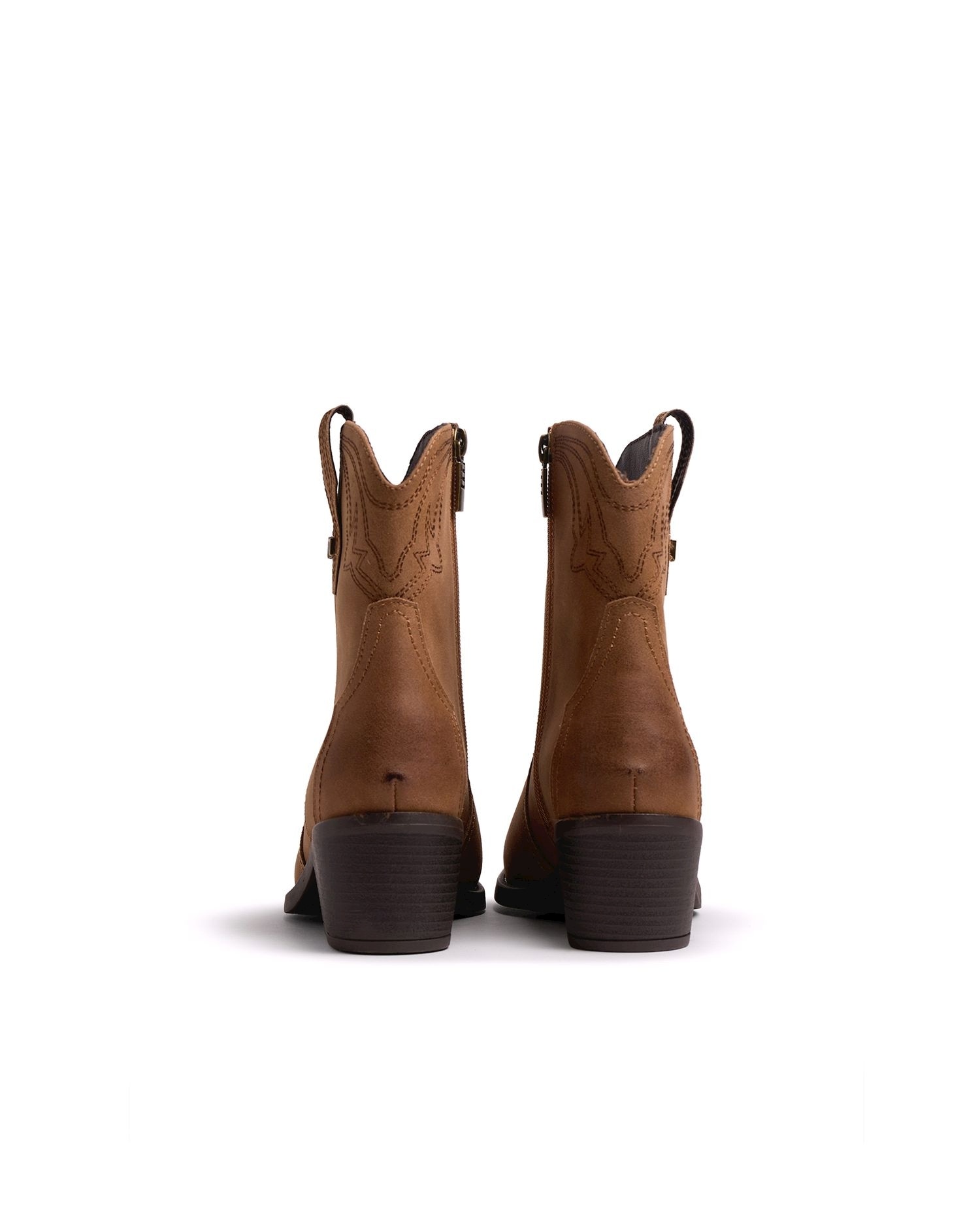 Botines cowboy de mujer con detalle bordado - Mustang - Canela Canela-2