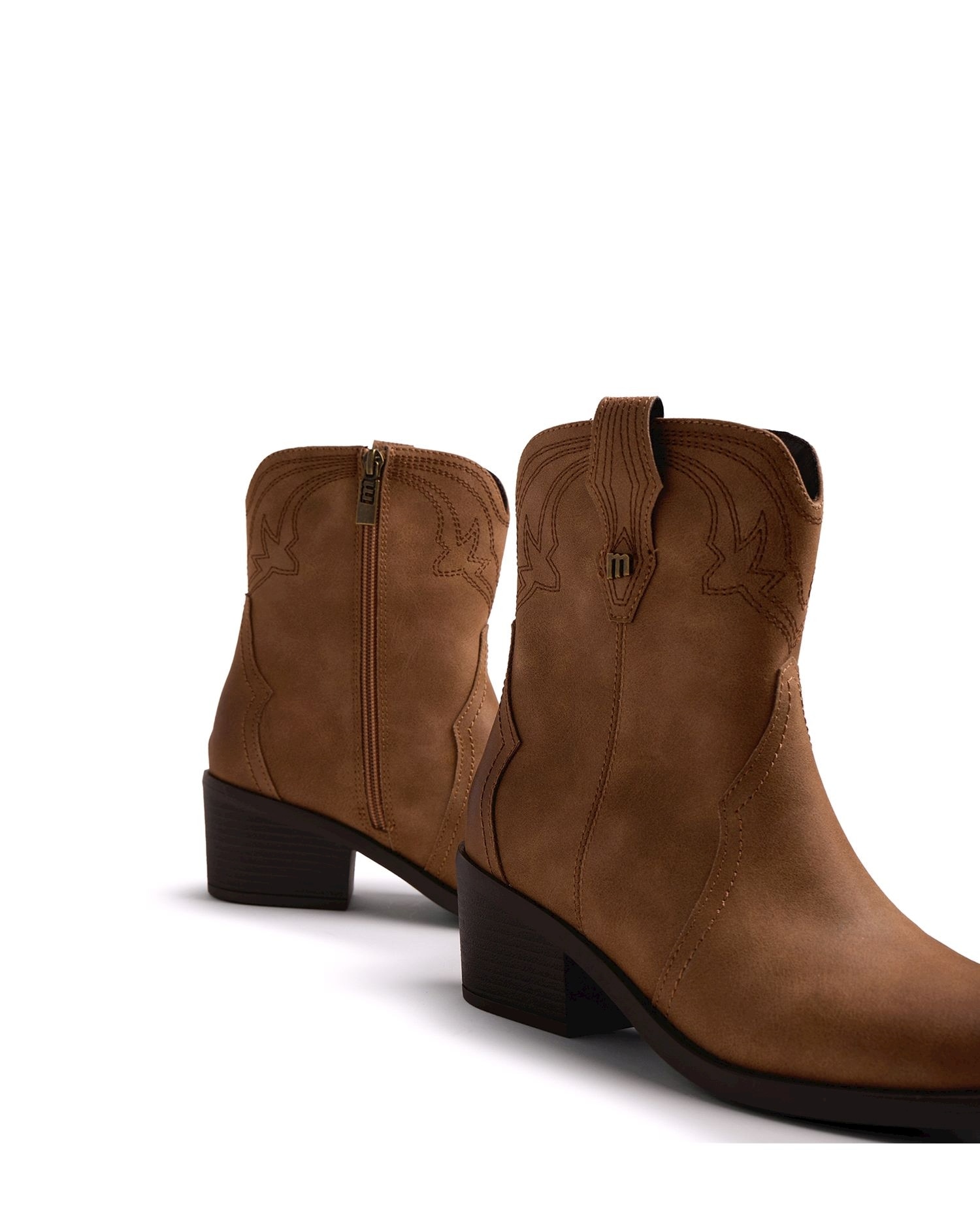 Botines cowboy de mujer con detalle bordado - Mustang - Canela Canela-4