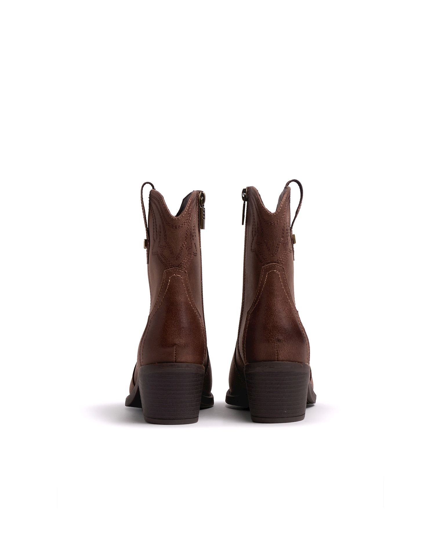 Botines cowboy de mujer con detalle bordado - Mustang - Topo Topo-2