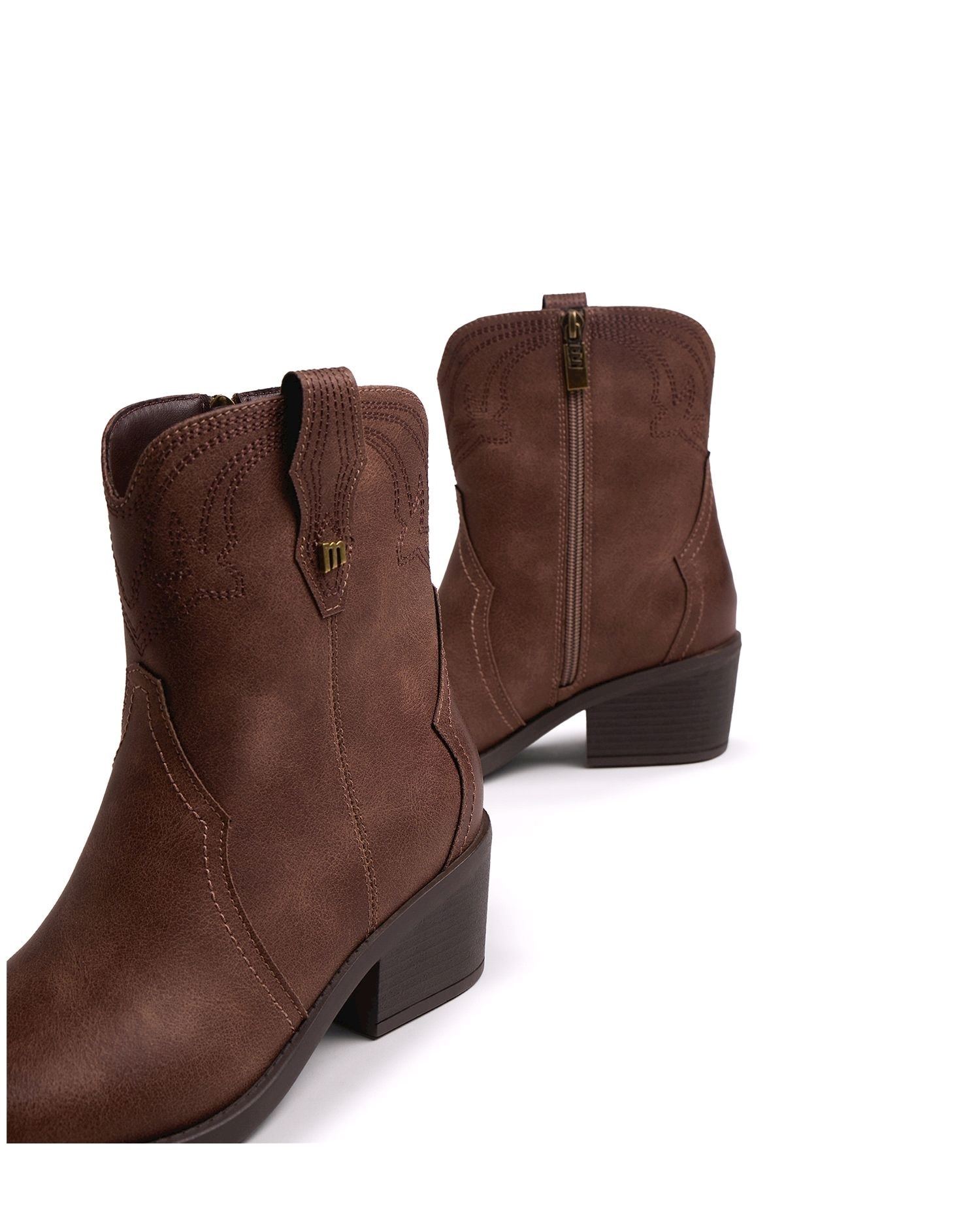 Botines cowboy de mujer con detalle bordado - Mustang - Topo Topo-4