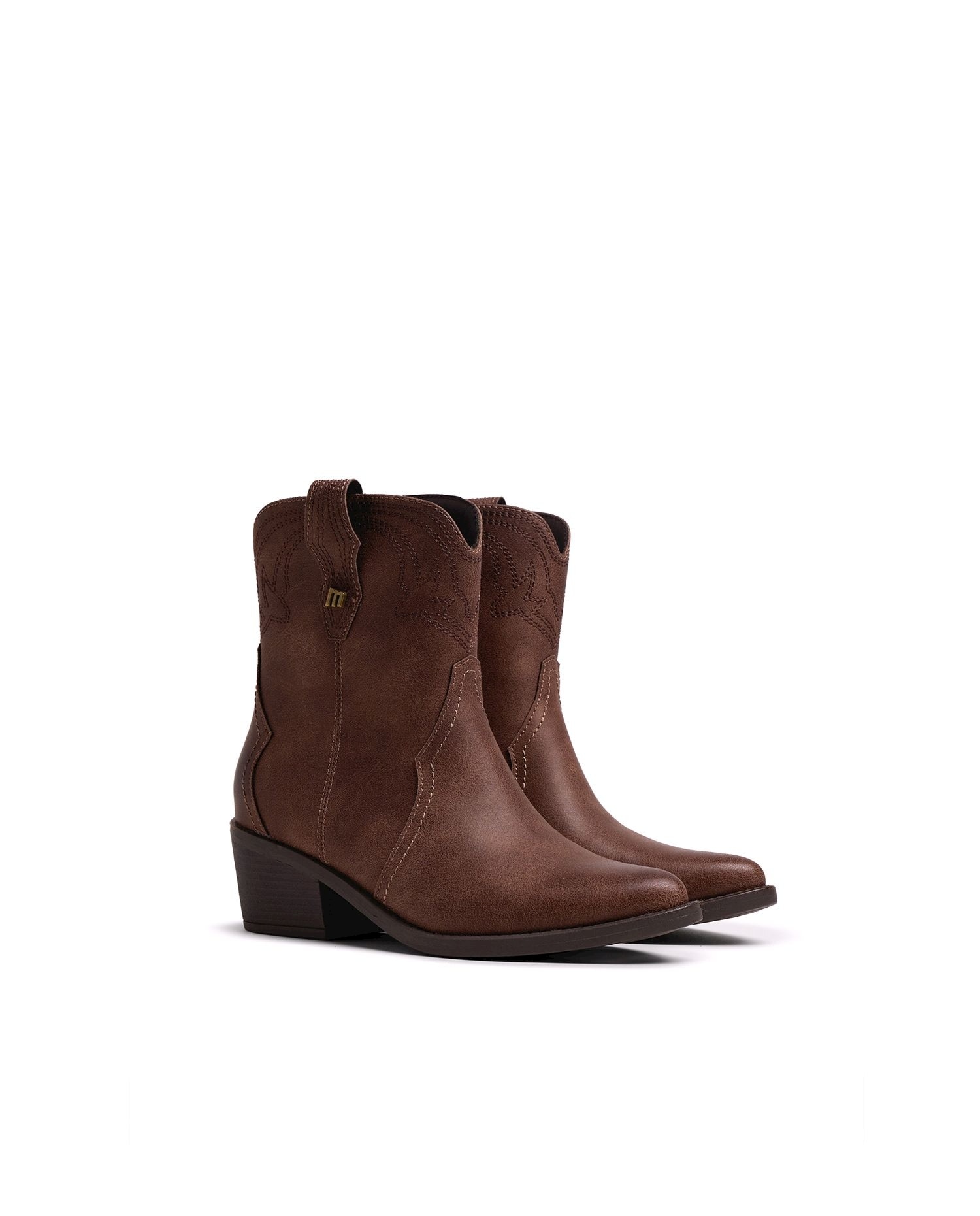 Botines cowboy de mujer con detalle bordado - Mustang - Topo Topo-5