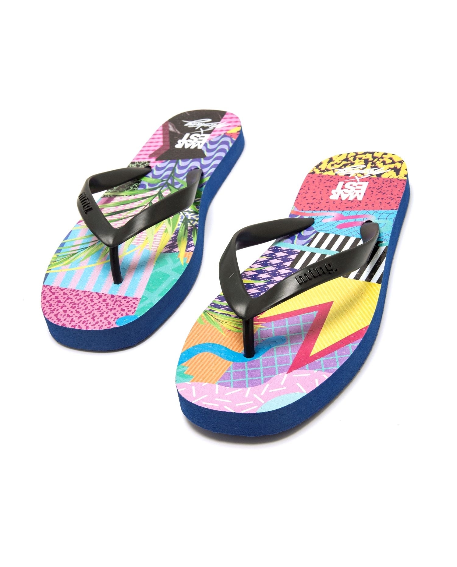Chanclas de dedo de mujer con piso estampado - Mustang - Negro Negro-4