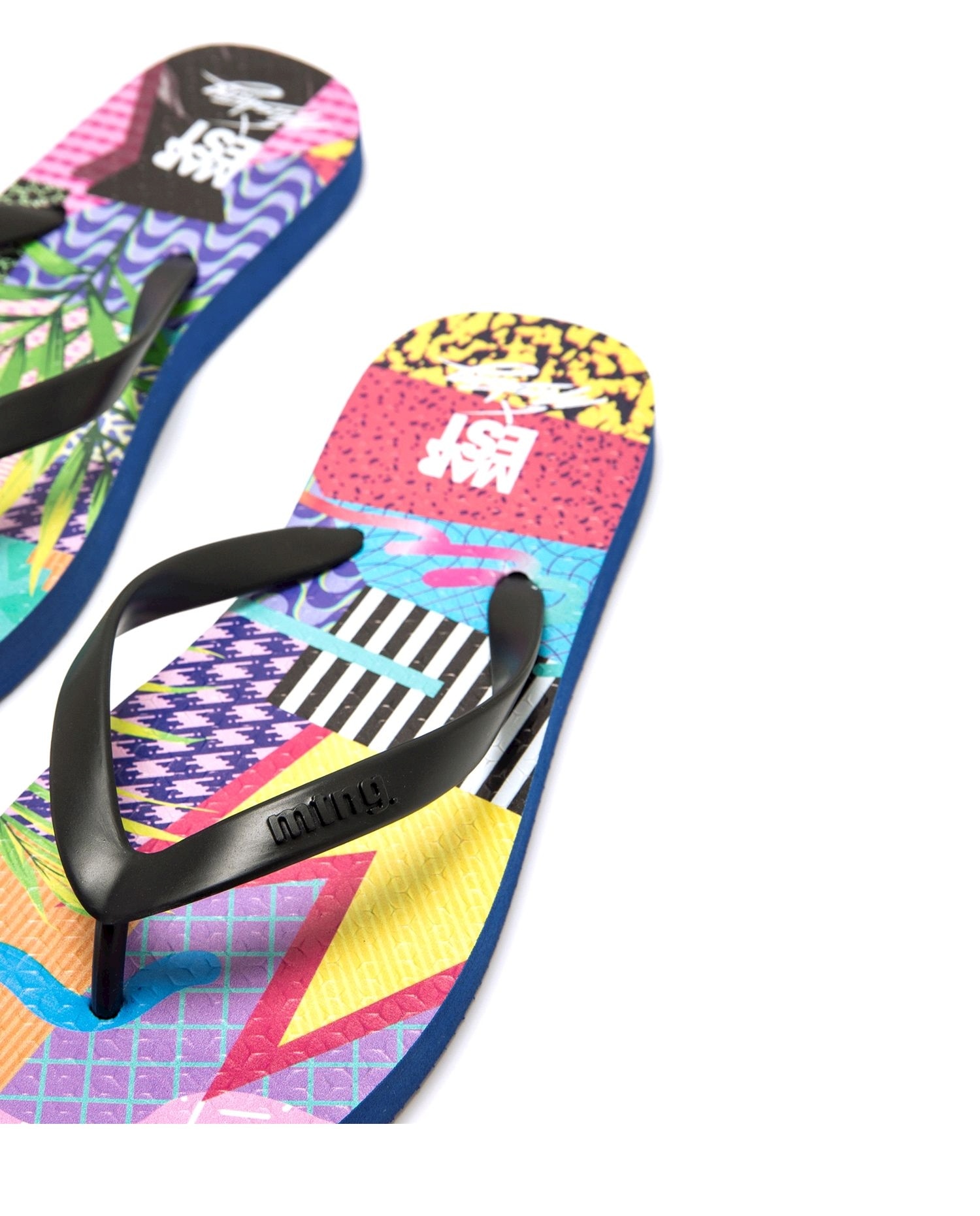 Chanclas de dedo de mujer con piso estampado - Mustang - Negro Negro-6