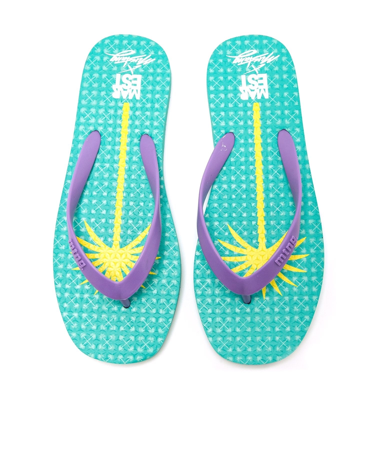 Chanclas de dedo de mujer con piso estampado - Mustang - Morado / Verde claro Morado / Verde claro-3